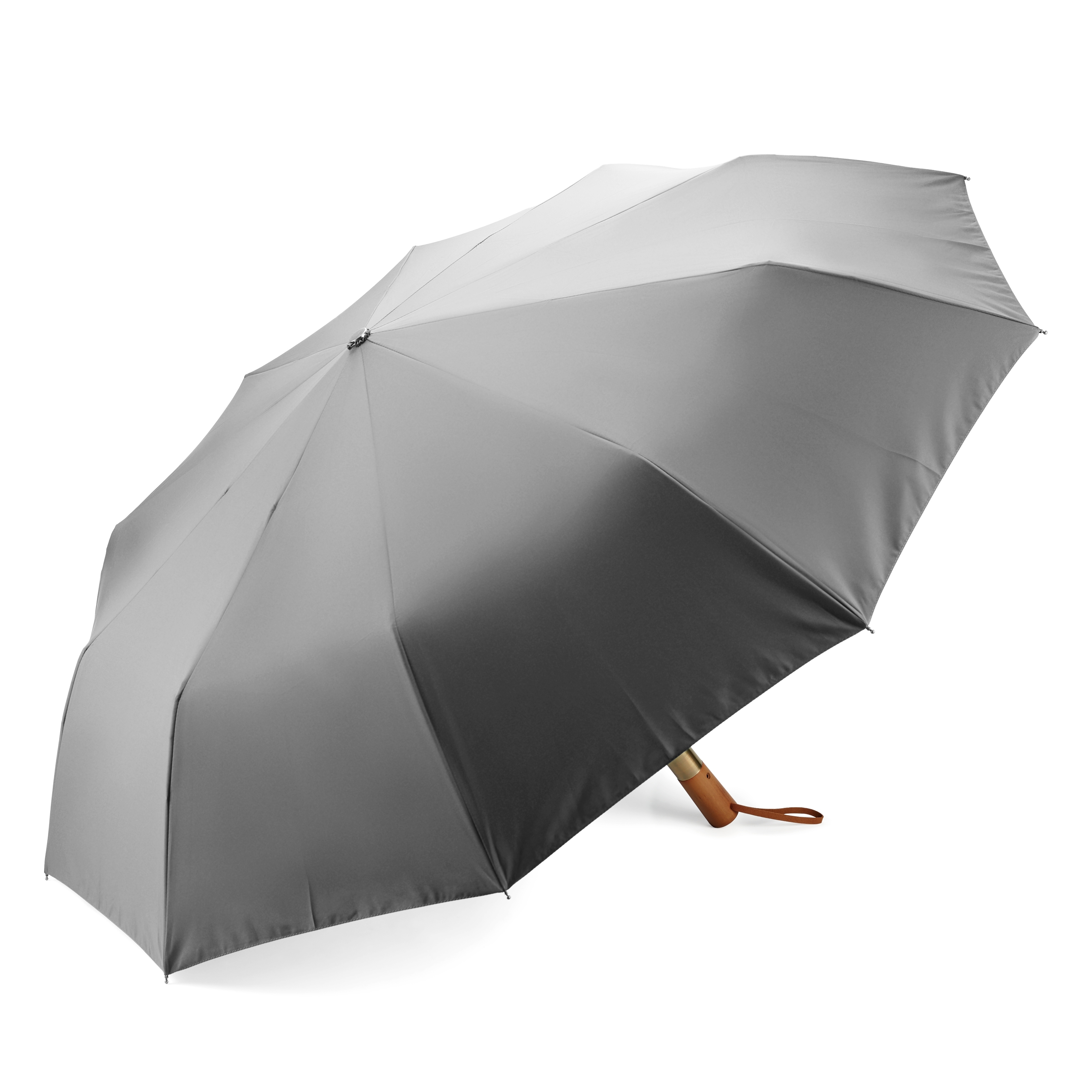 Automatik-Faltschirm | Grau | Holzgriff - 3