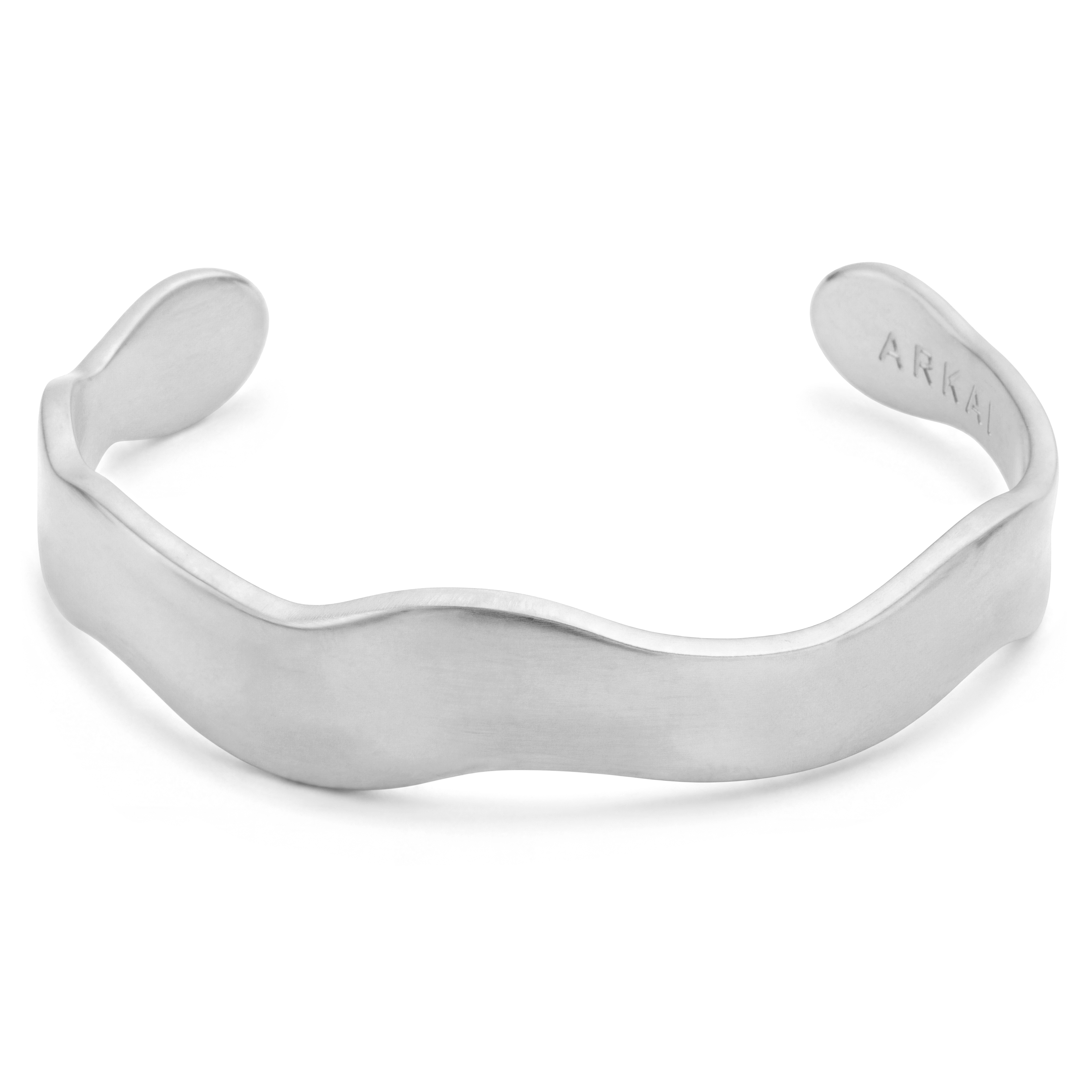 Organic | Bracelet jonc Dune en acier inoxydable plaqué argent - 1