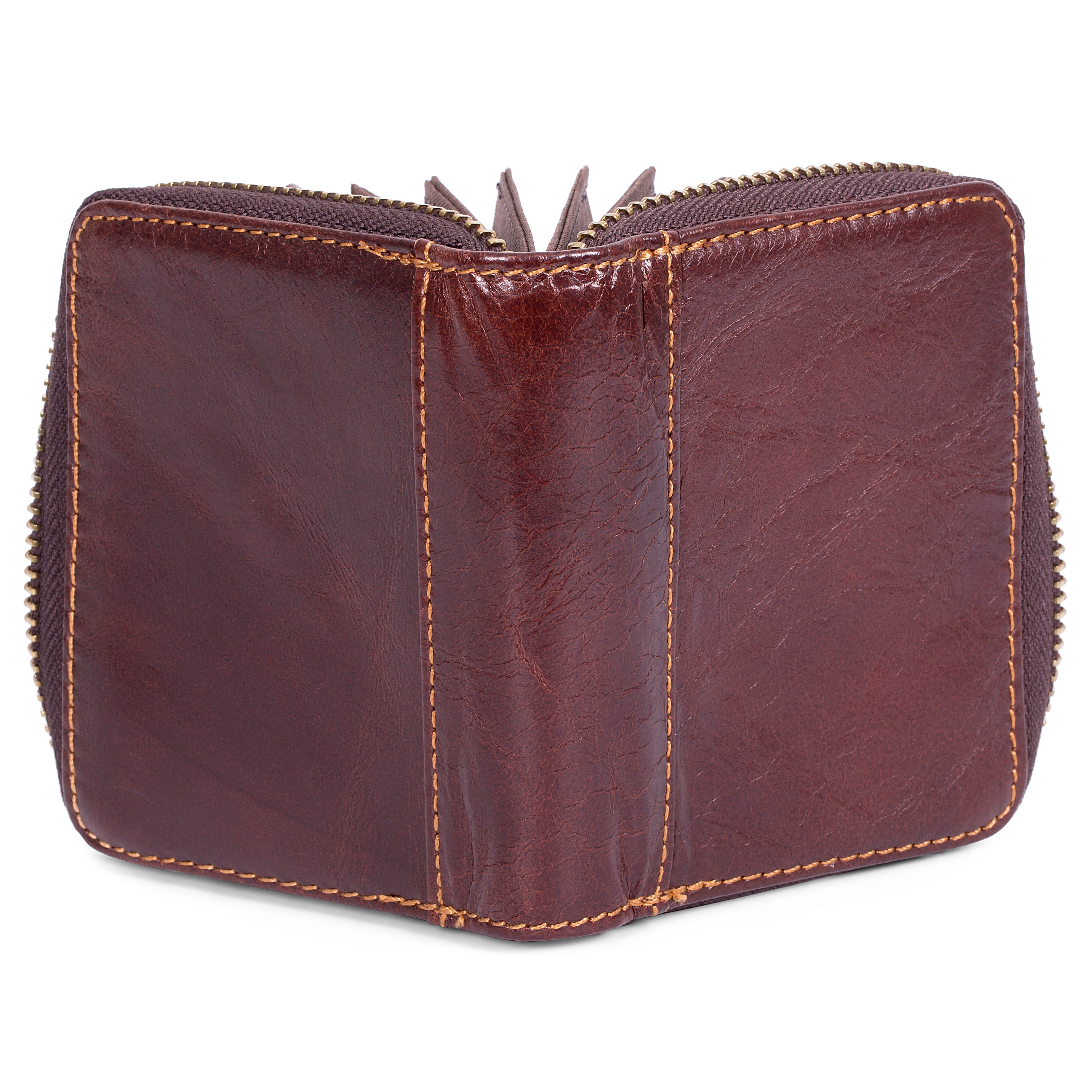 Braunes Reißverschluss RFID Kartenetui - 5