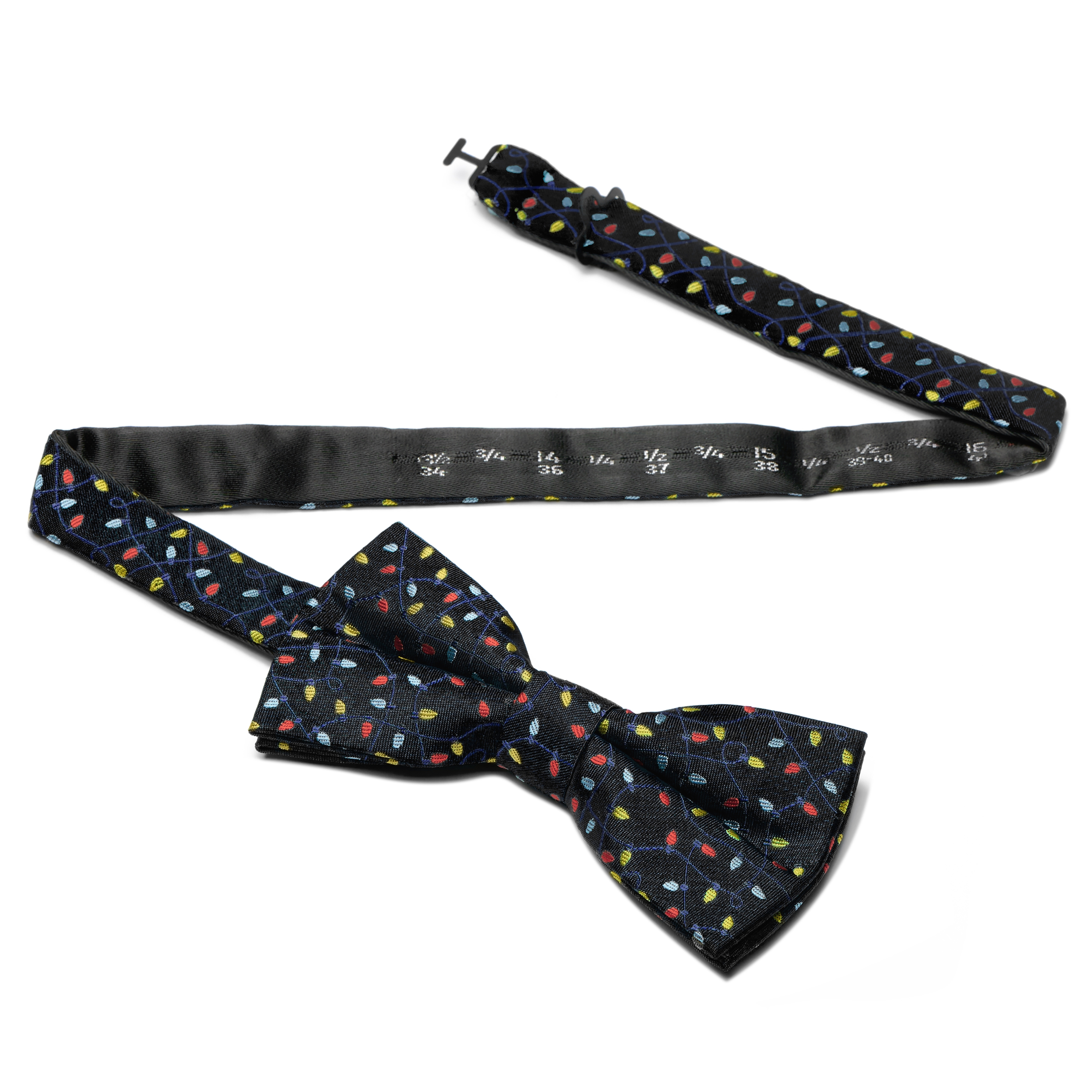 Nœud papillon noir à motifs de lumières de Noël - 3