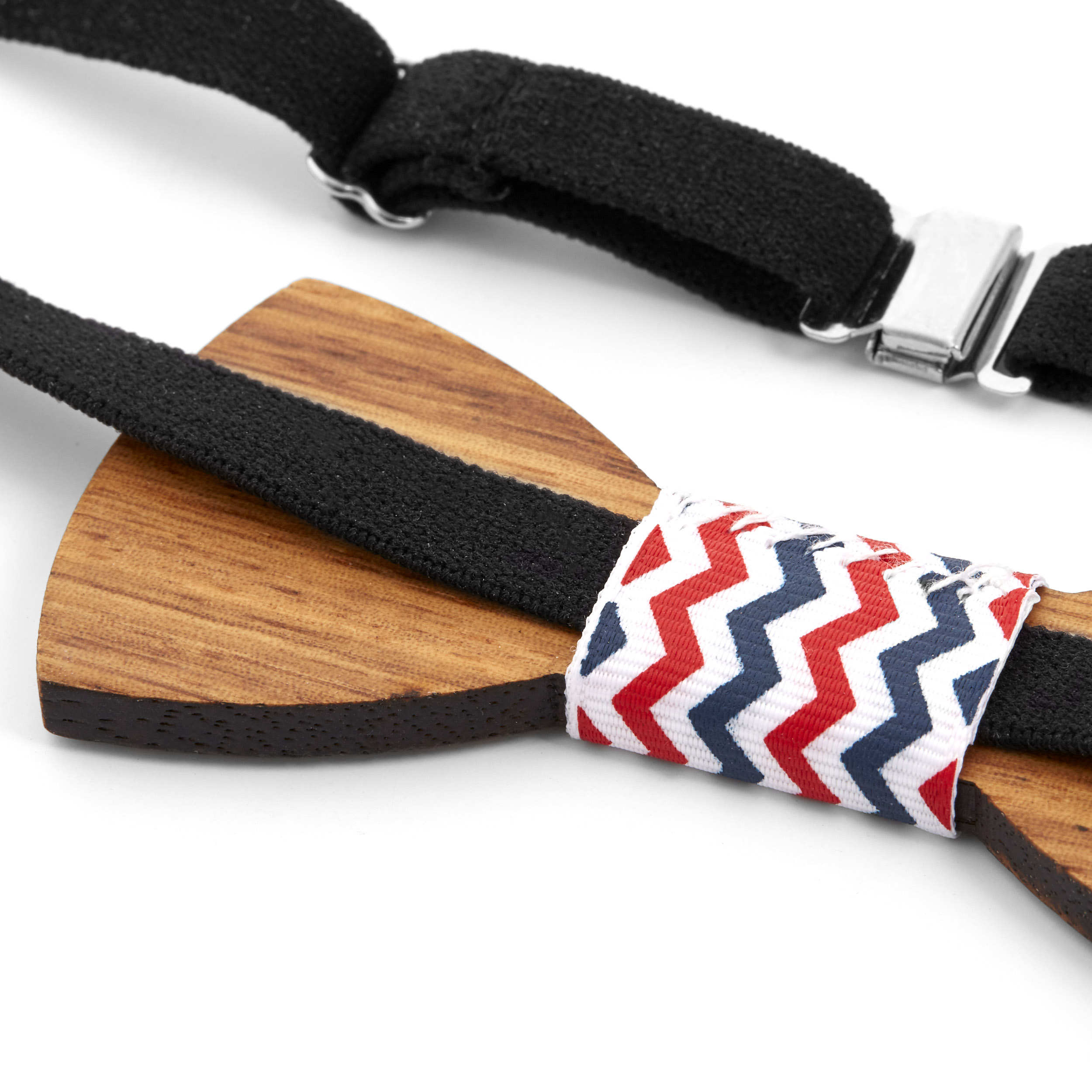 Červeno-modrý dřevěný motýlek - 3