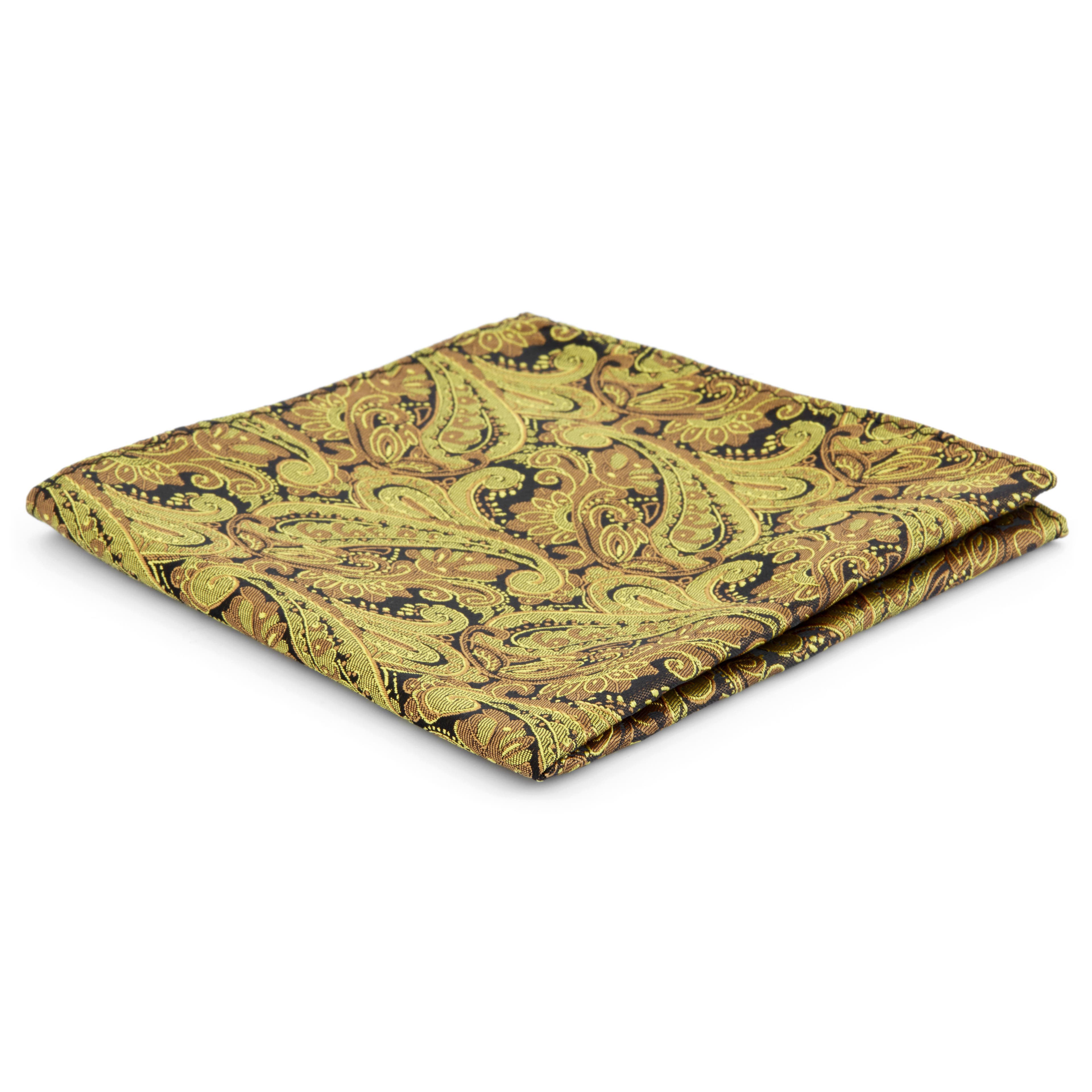 Golden Paisley Polyester Pocket Square