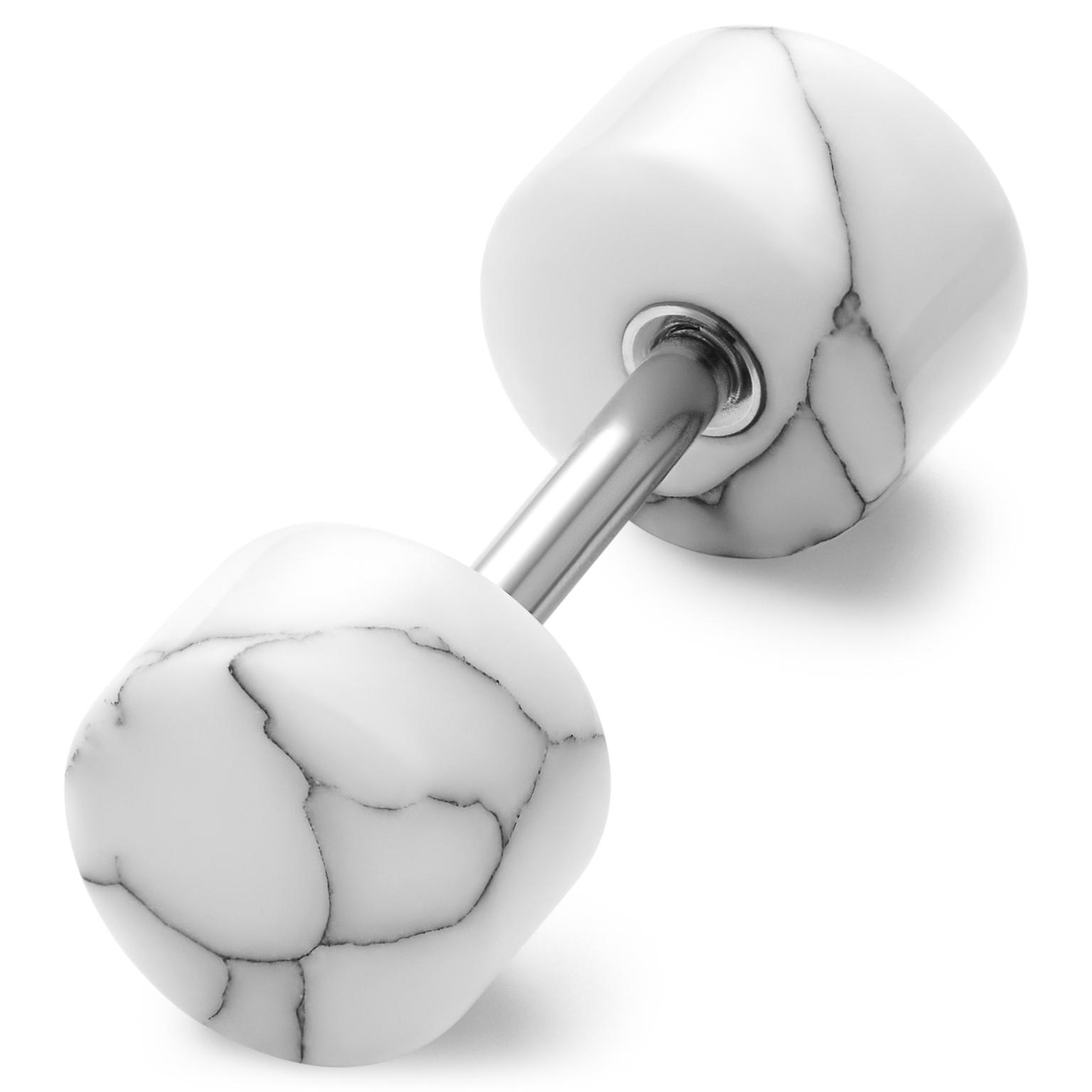 Satago | Pendiente falso plug de acero inoxidable y turquesa blanca de 6 mm Satago | Pendiente falso plug de acero inoxidable y turquesa blanca de 6 mm