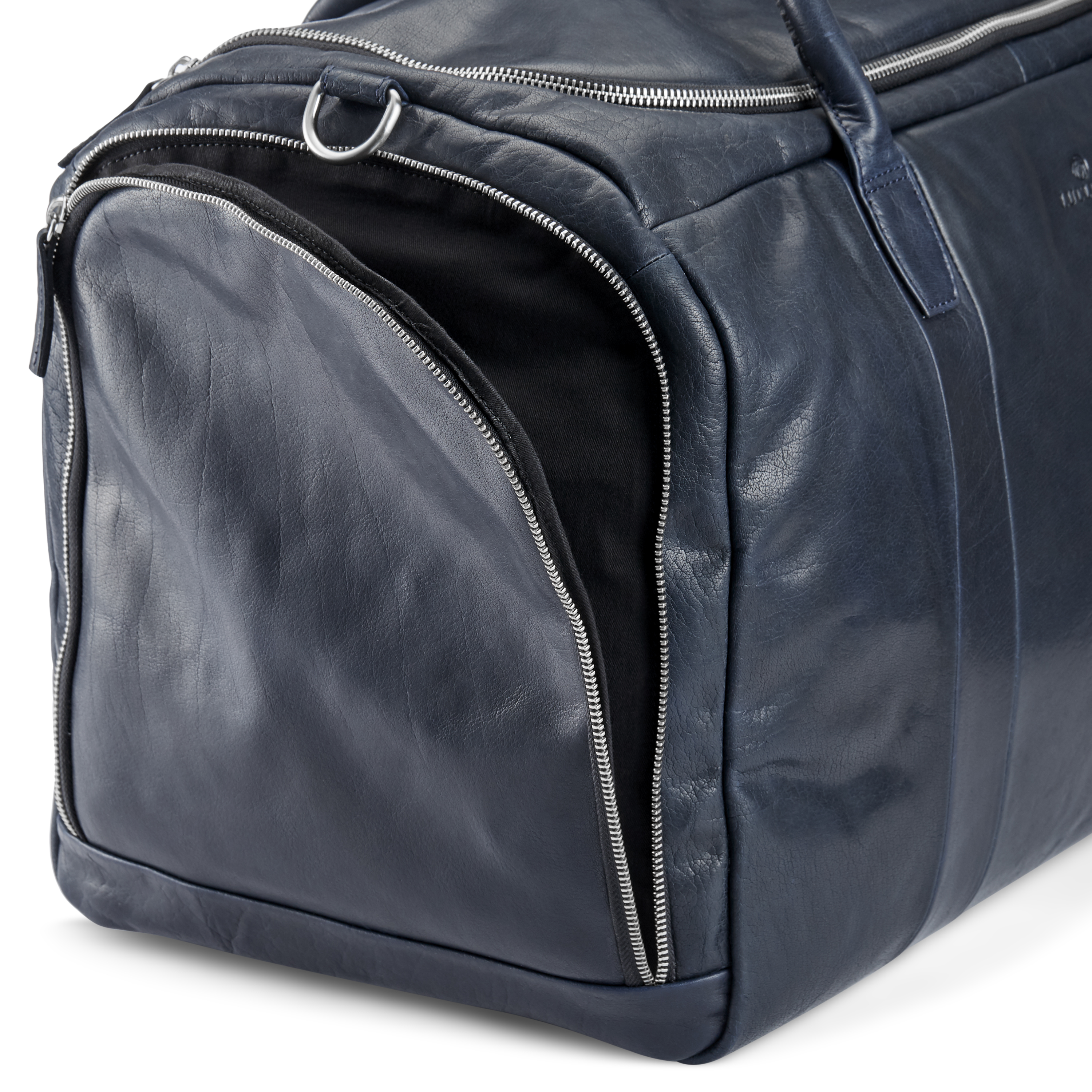 Bolsa de viaje grande de cuero azul marino Montreal - 10