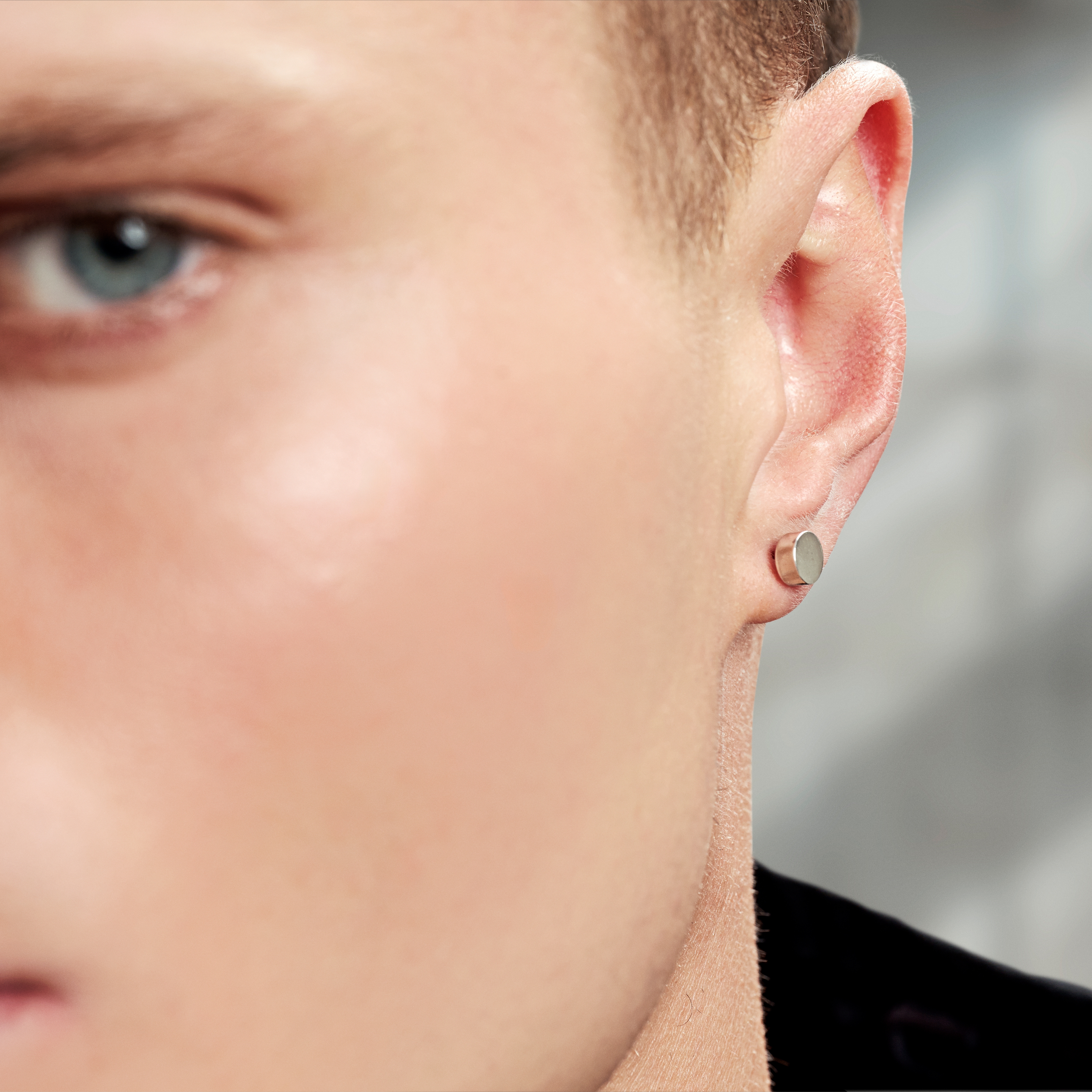 Argentia | Плоска сребърна обица имитация на флеш тапа с родиево покритие 6 мм - 4