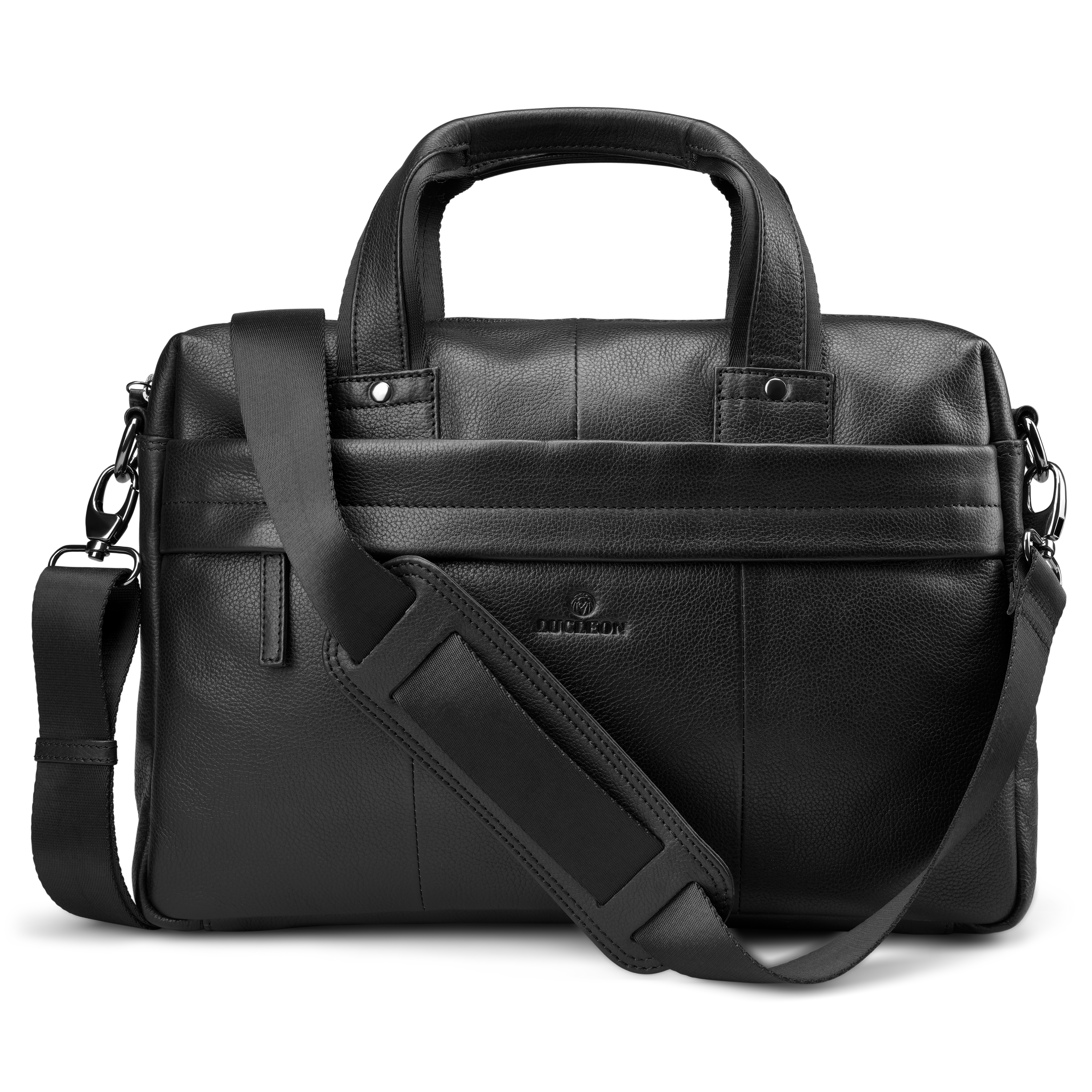 Black Full-Grain Leather Laptop Bag - 3
