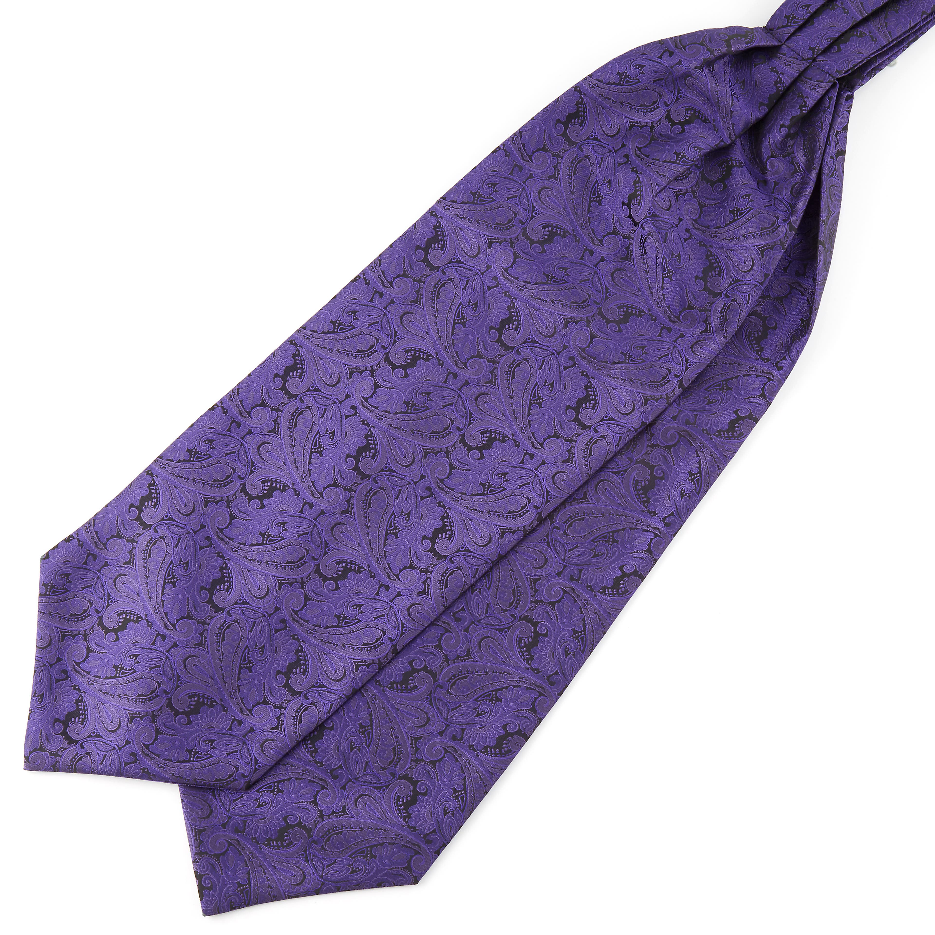 Dark Purple Paisley Polyester Ascot