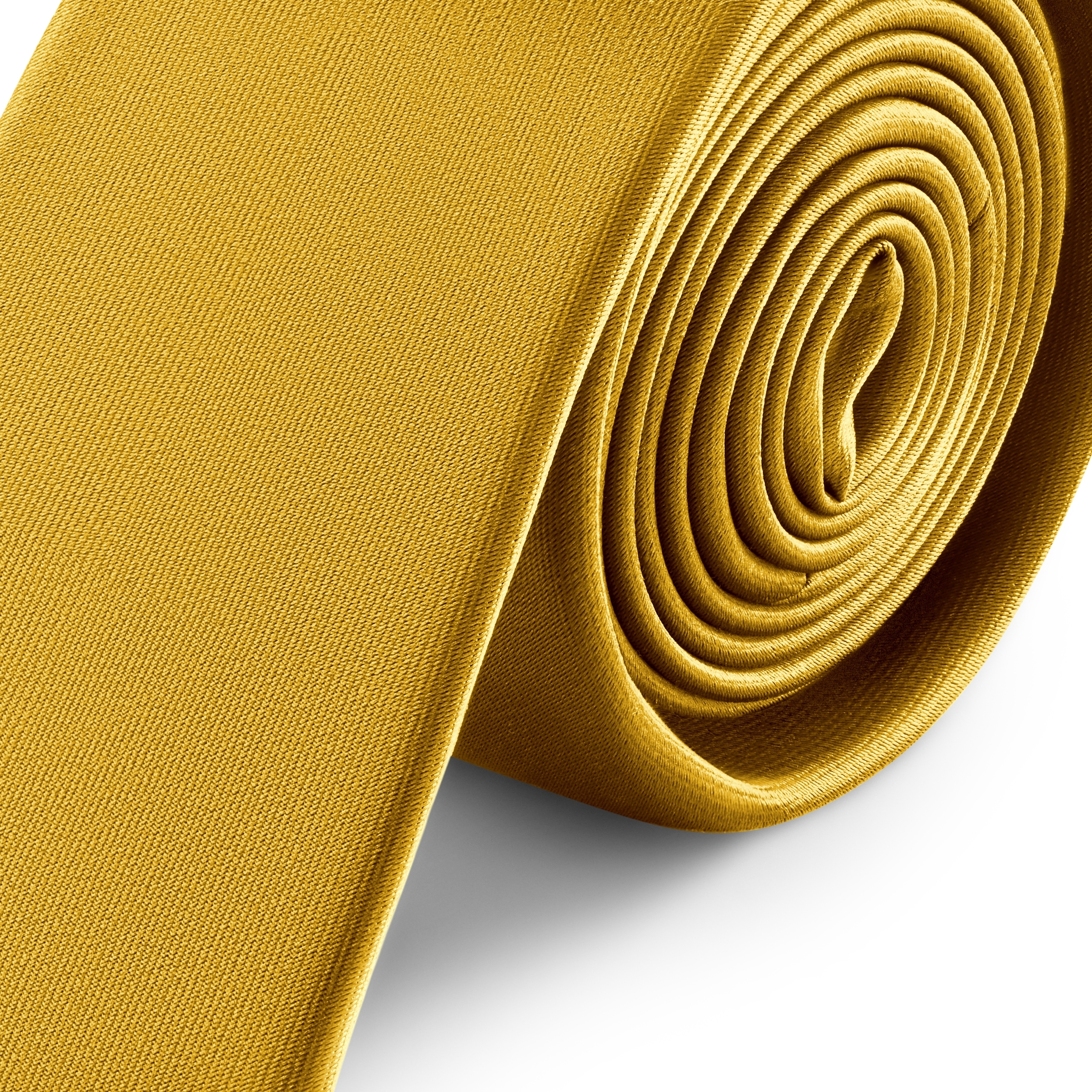 Cravate étroite en satin brun doré 6 cm - 2