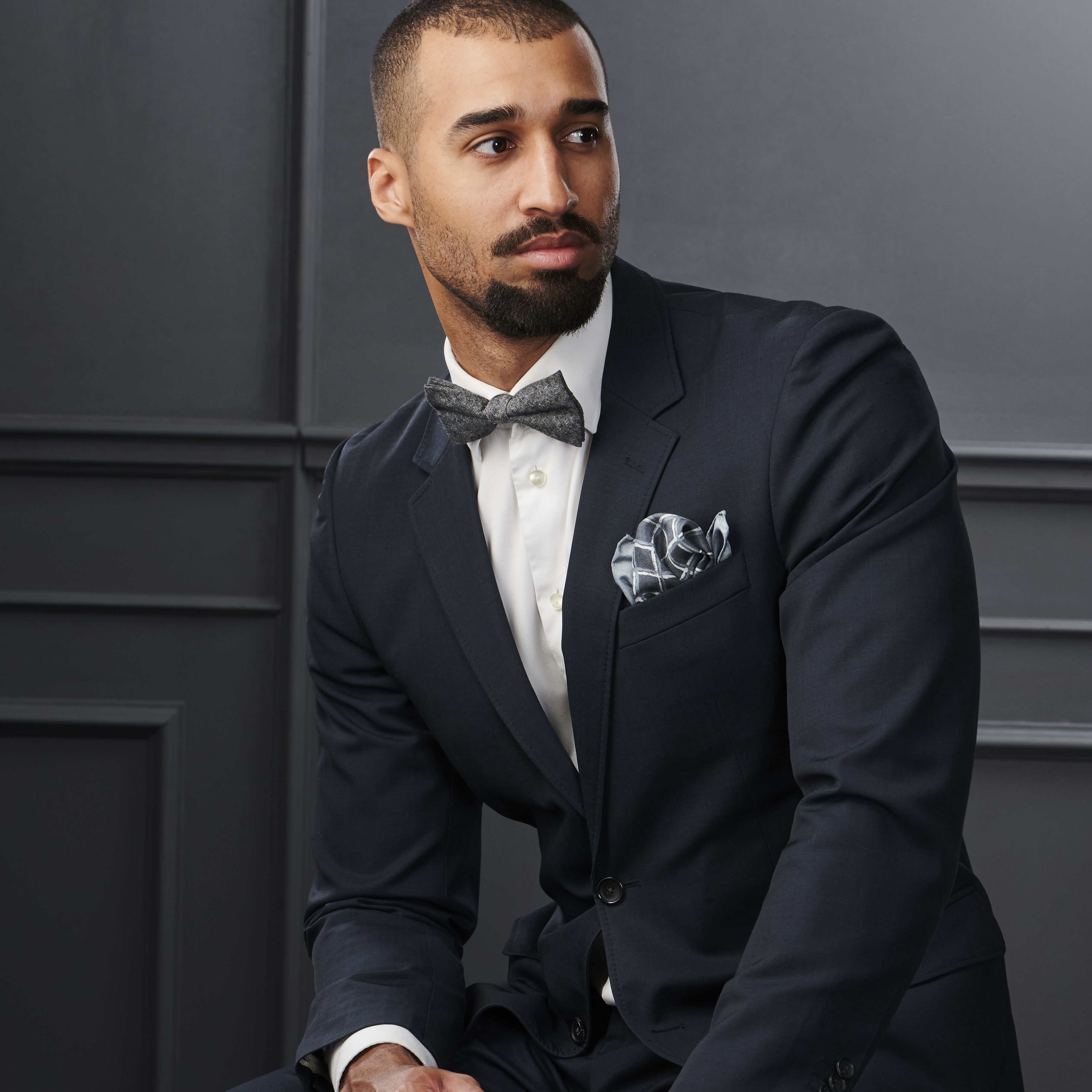 Grey & White Squared Pattern Silk Pocket Square - 6
