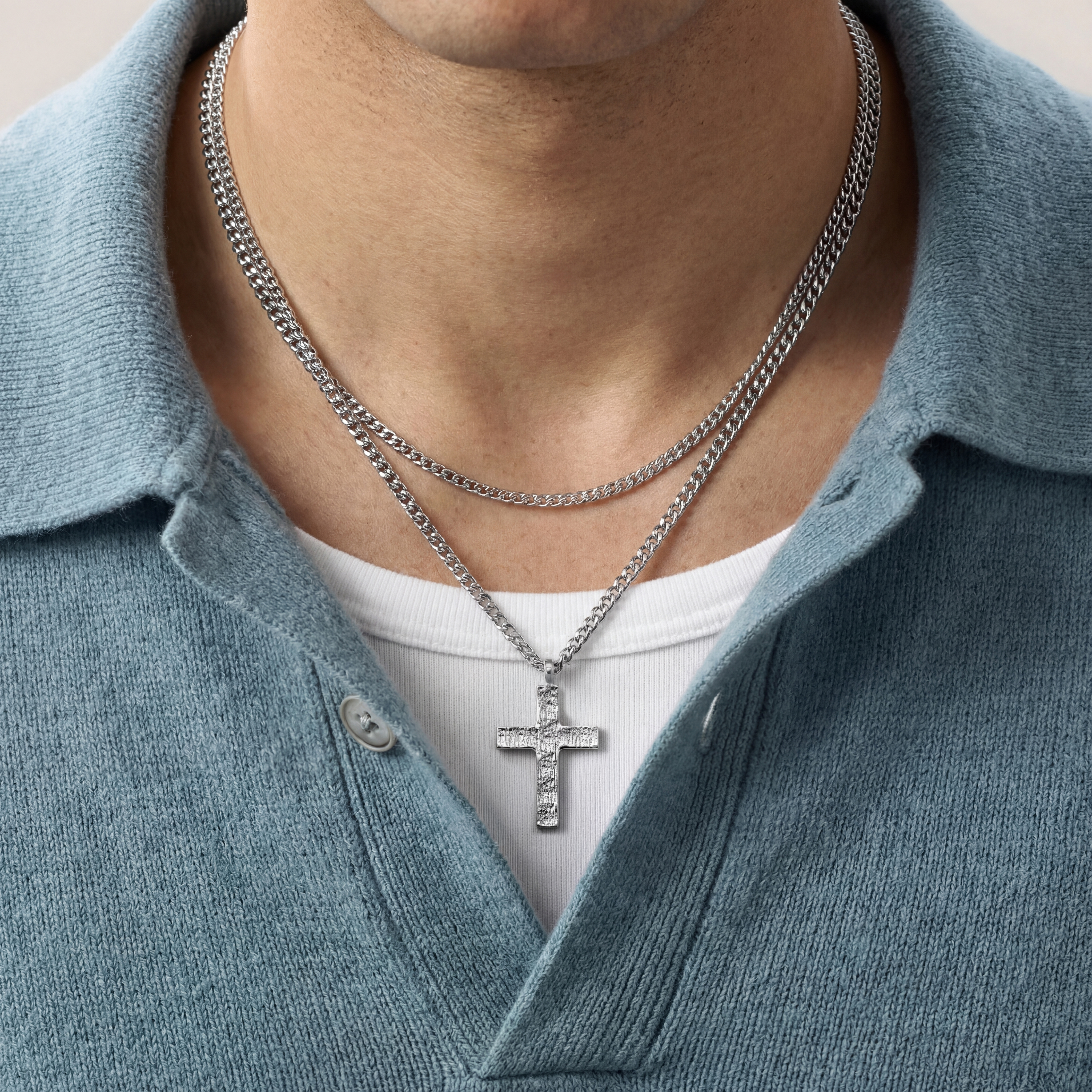 Rustic | Collier à croix rustique en argent sterling 925 - 6