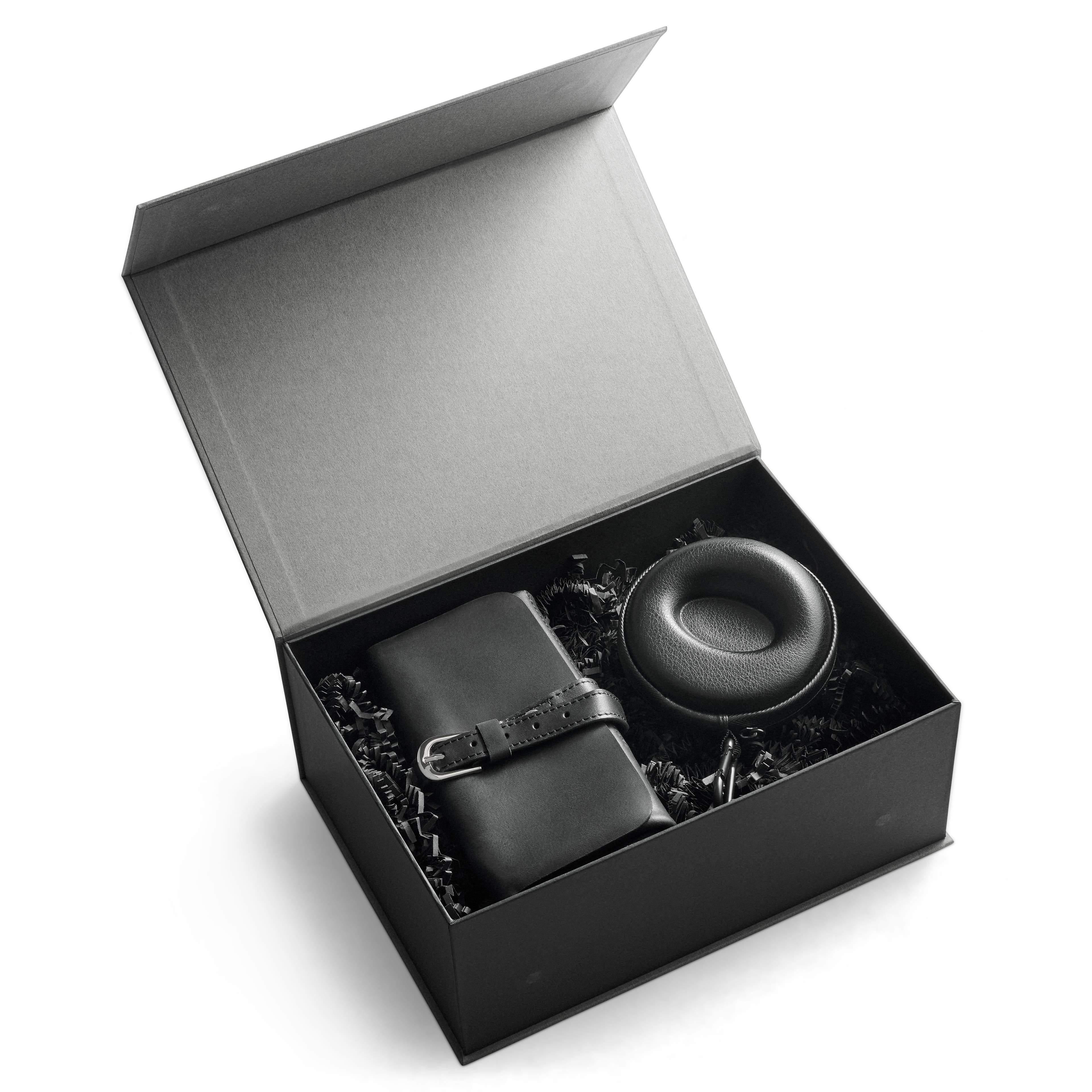 Travel Organizer Gift Box | Black Leather Travel Organizer Gift Box | Black Leather