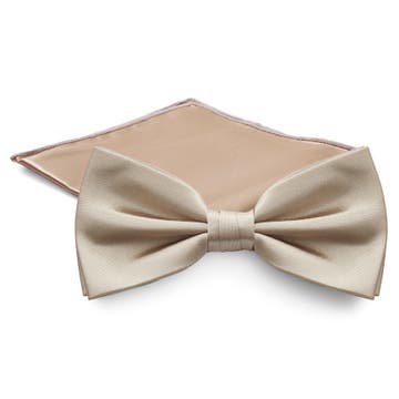 Champagne Pre-Tied Bow Tie & Pocket Square Set Champagne Pre-Tied Bow Tie & Pocket Square Set
