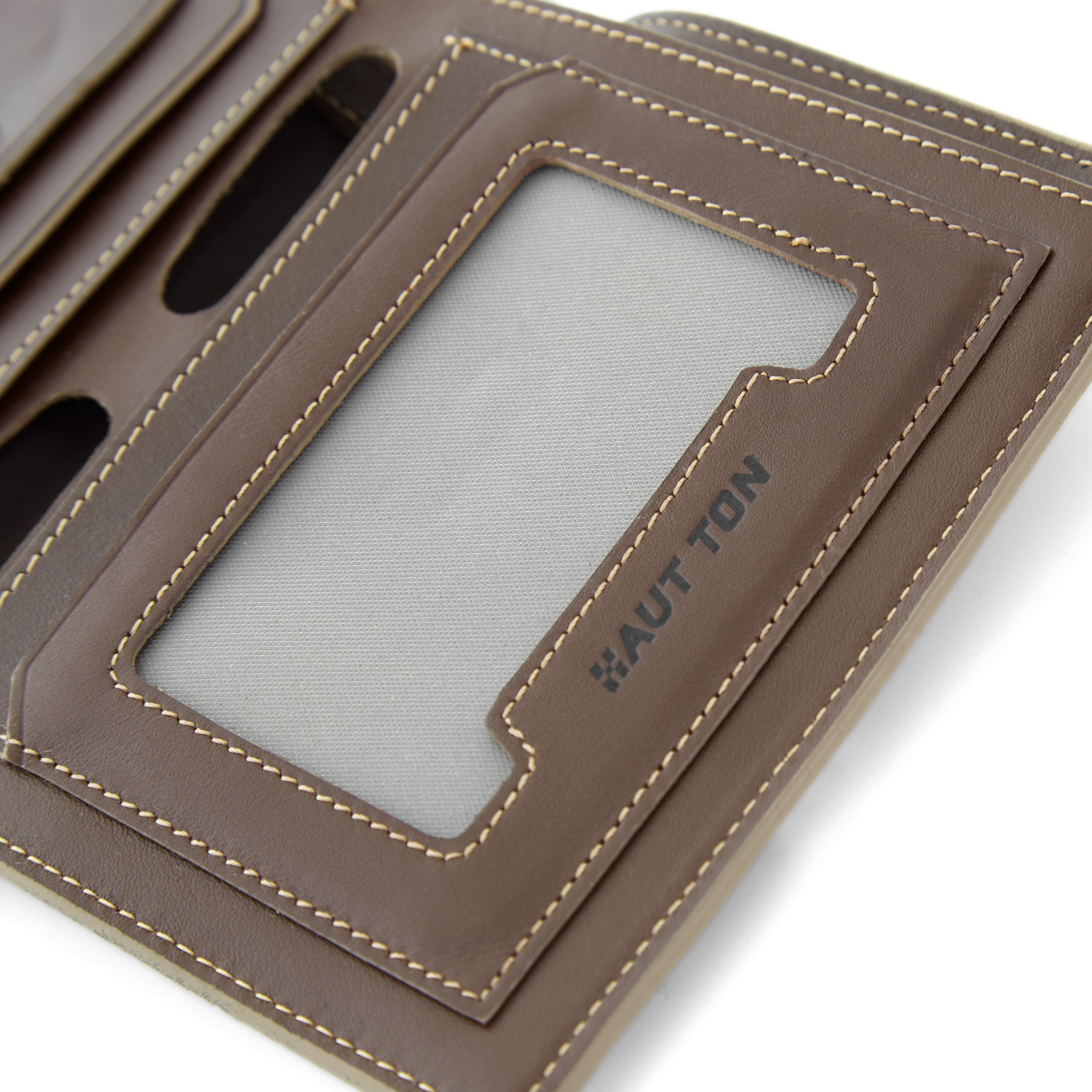 Brun Læderpung med Kontrastsyninger - 5