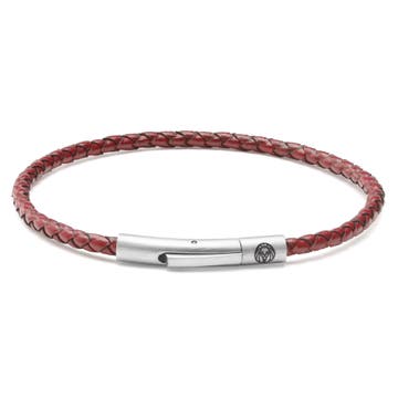 Collins | 3mm Red Woven Leather Bracelet