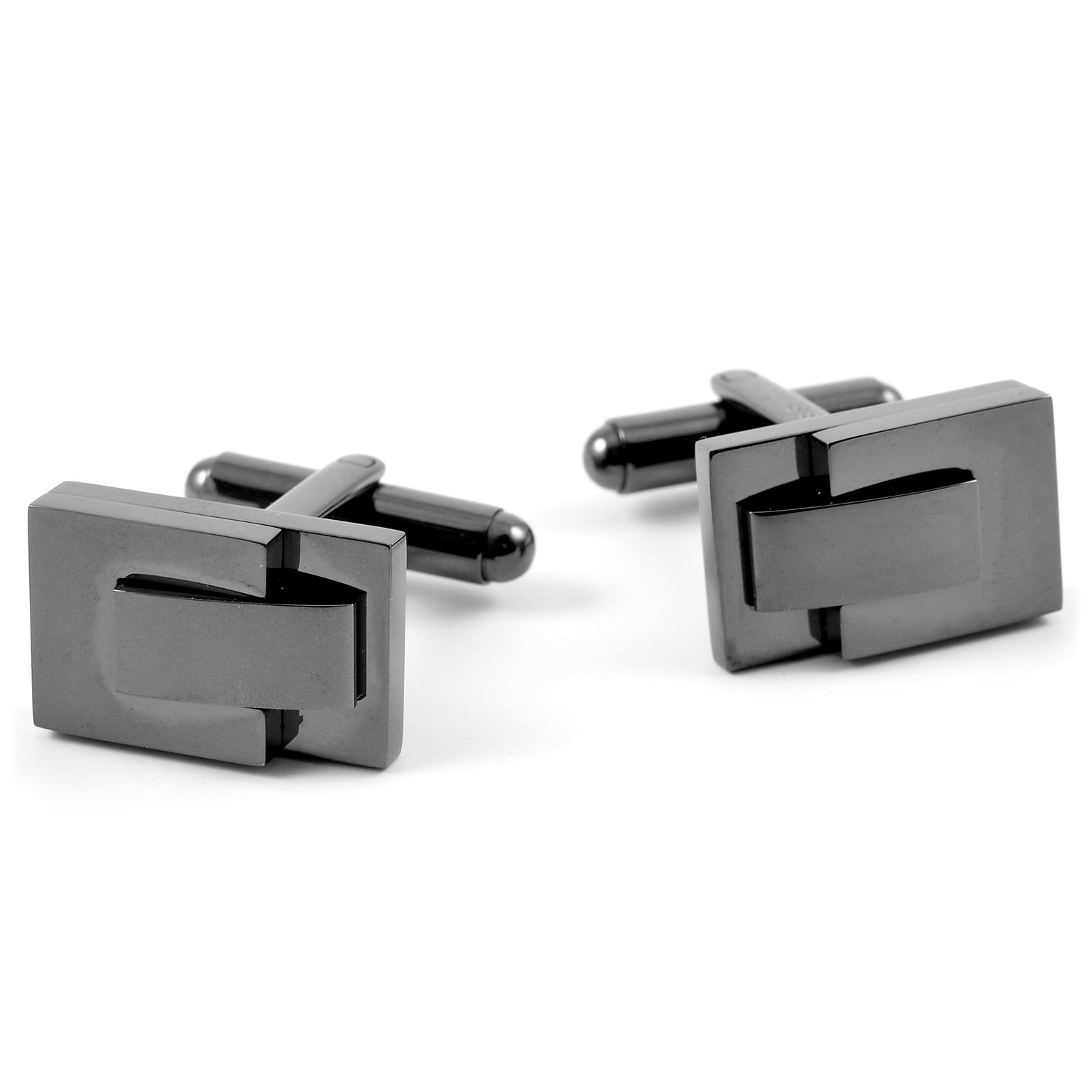 Gunmetal Ατσάλινα Μανικετόκουμπα Stacked Gunmetal Ατσάλινα Μανικετόκουμπα Stacked