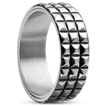 Pearce | 8 mm Silver-Tone Stainless Steel Pyramid Ring
