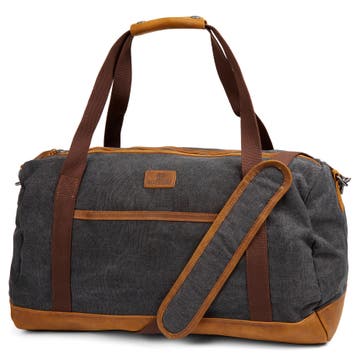 Tarpa | Graphite Canvas & Tan Leather Duffle Bag