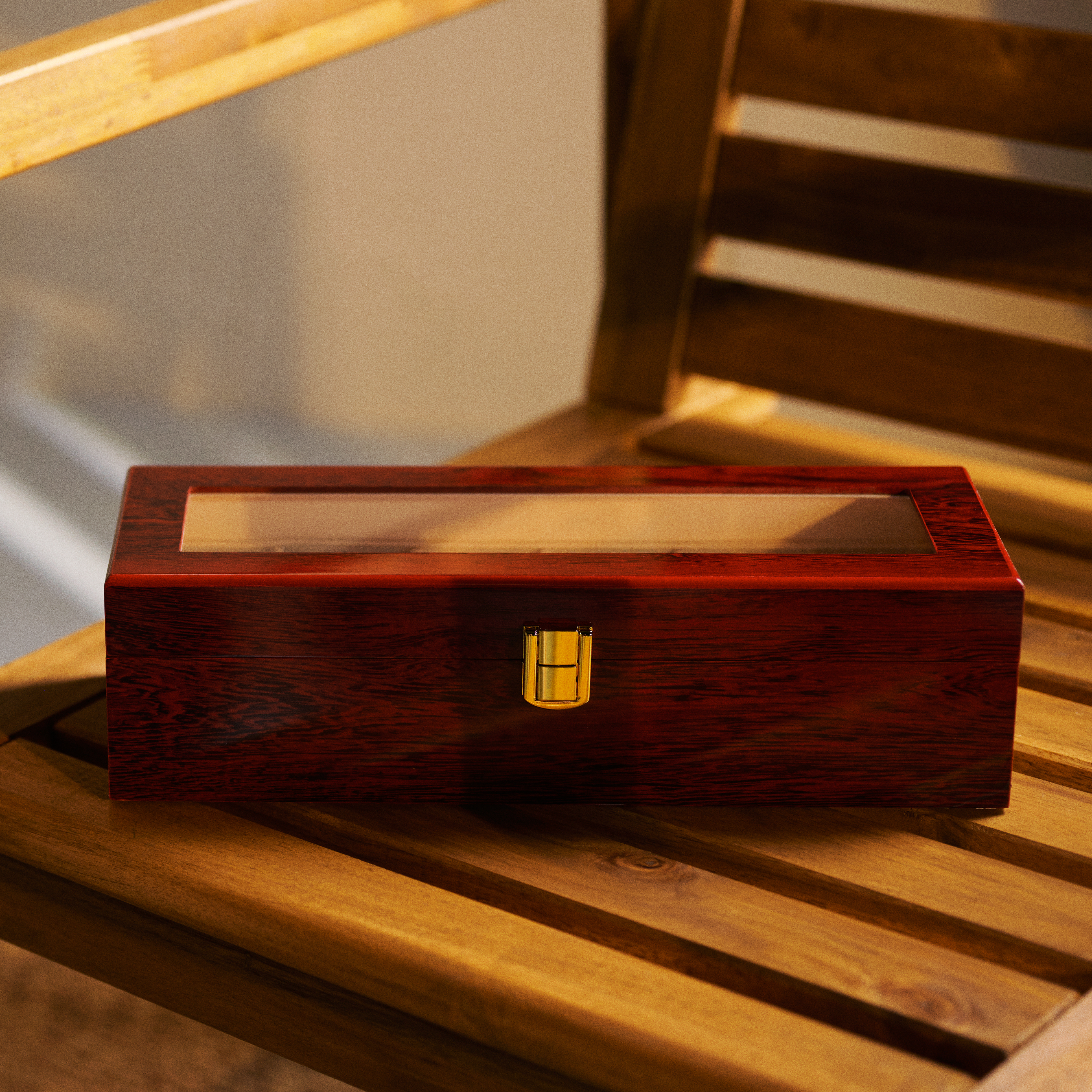 Rote Holz Uhrenbox - 6 Uhren - 2