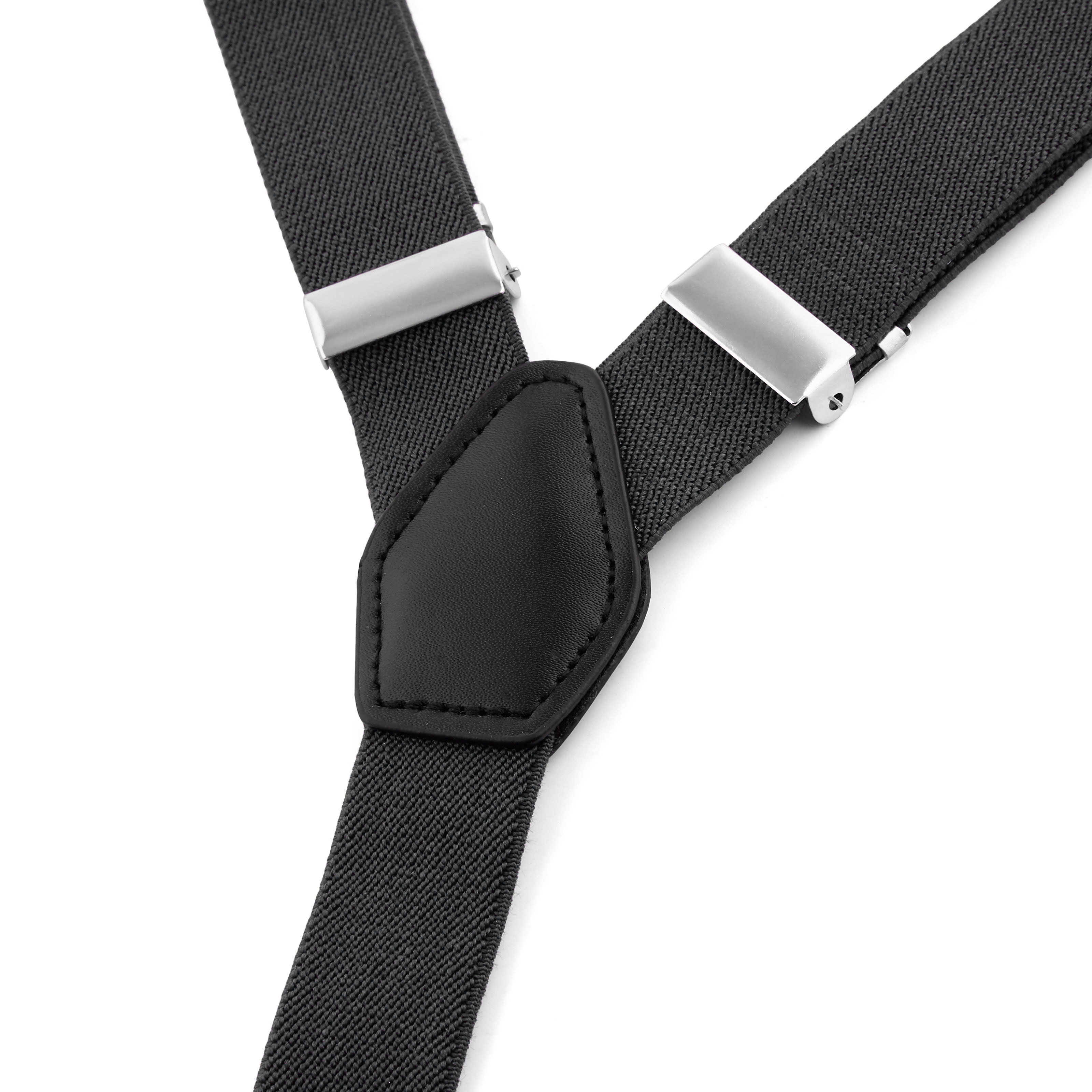 Slim Dark Grey Split Button Braces - 3