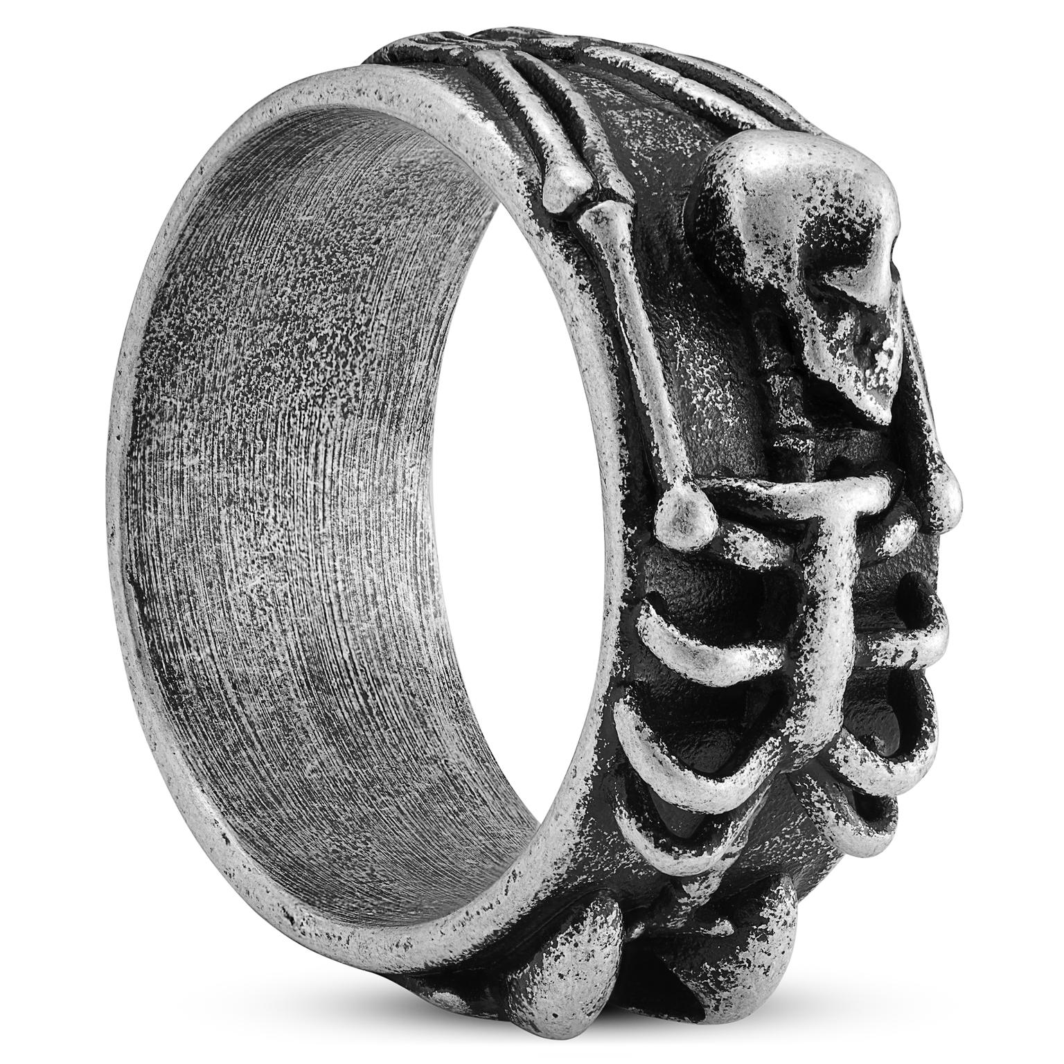 Aspero | Bague Squelette en Acier Inoxydable Argenté 10 mm Aspero | Bague Squelette en Acier Inoxydable Argenté 10 mm