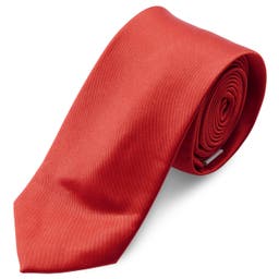 Basic Shiny Red Polyester Tie
