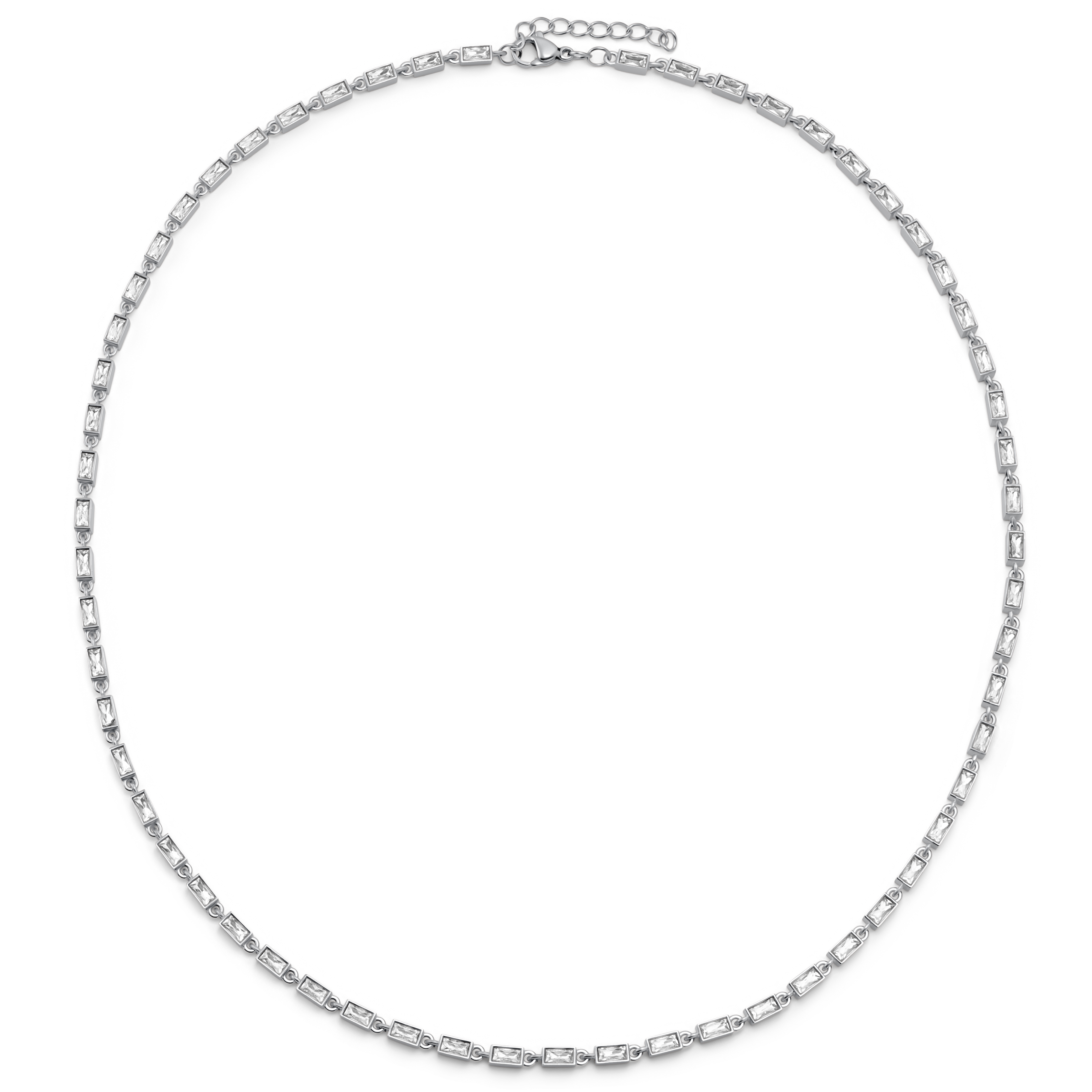 Facet | Silvertonat halsband med vita kristallglasstenar - 2