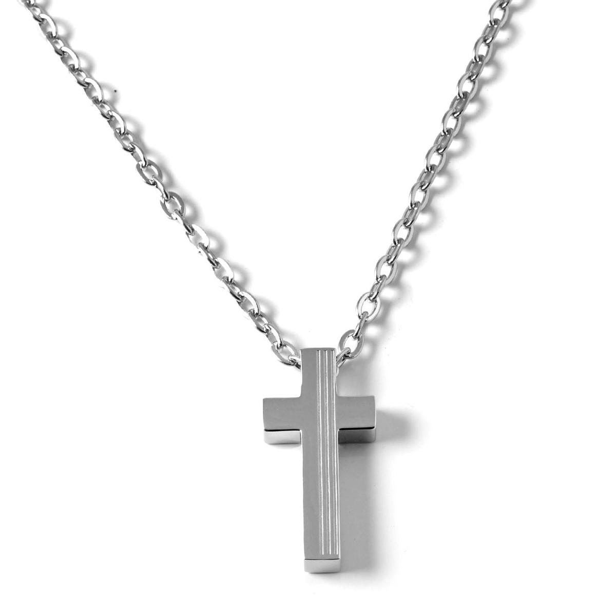 Collana a Catena in Acciaio Inox con Croci Alternate - Eleganza e Fede Collana a Catena in Acciaio Inox con Croci Alternate - Eleganza e Fede