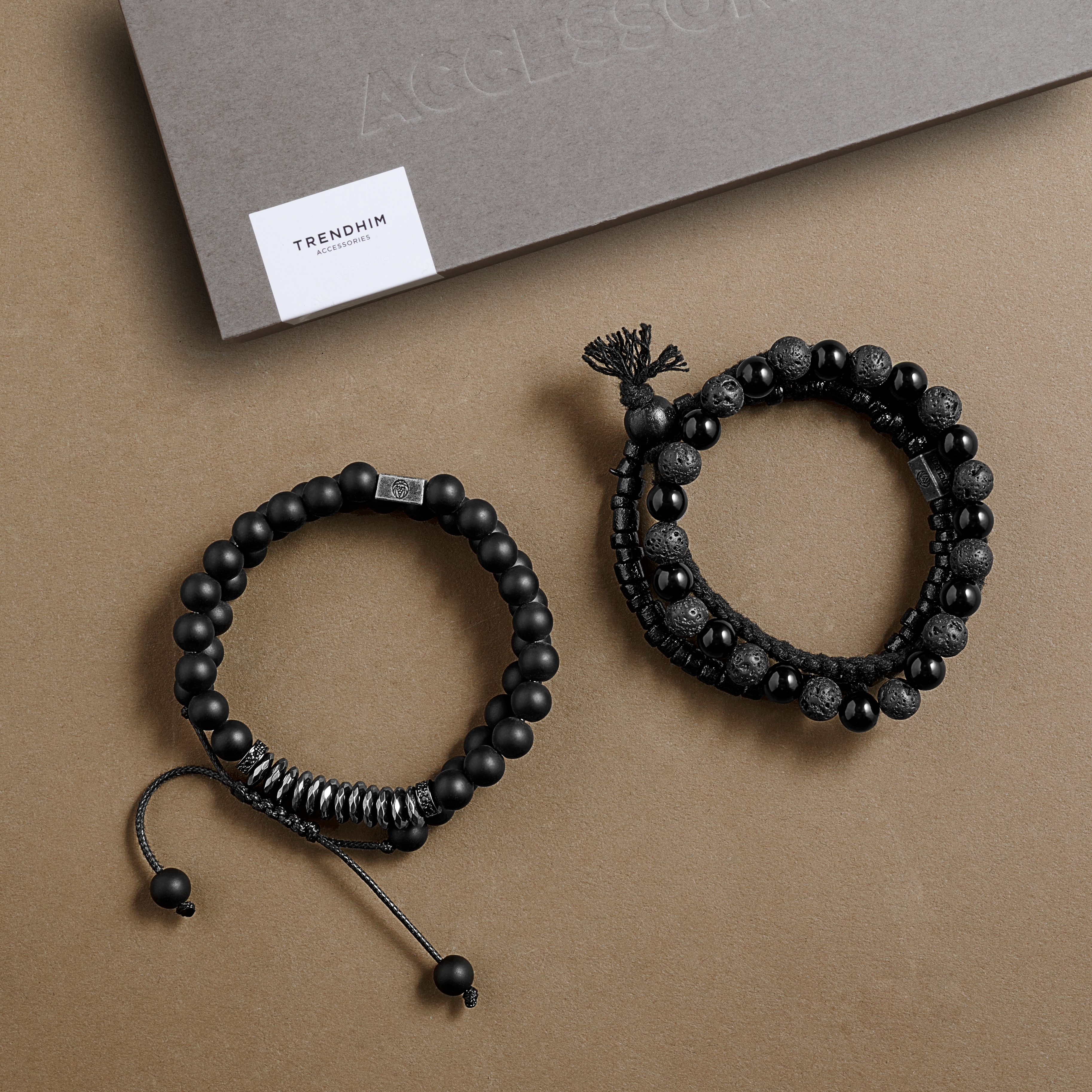 Premium Men's Bracelet Gift Box | Hematite, Onyx, Lava Stone, & Coconut - 2
