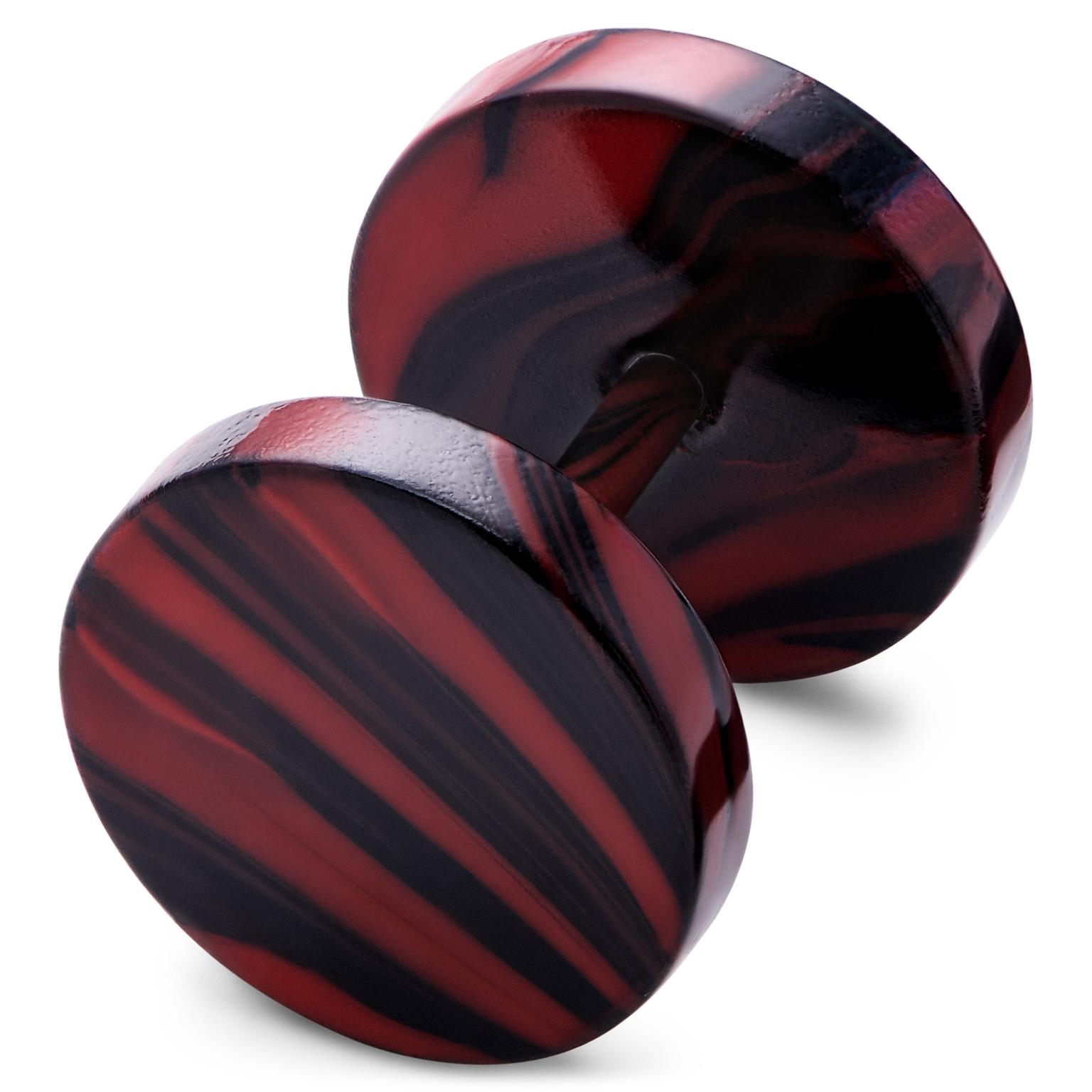 Satago | 10 mm schwarz & roter Edelstahl Faux Plug-Ohrstecker Satago | 10 mm schwarz & roter Edelstahl Faux Plug-Ohrstecker