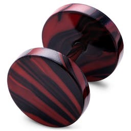 Satago | Pendiente falso plug de acero inoxidable negro y rojo de 10 mm 