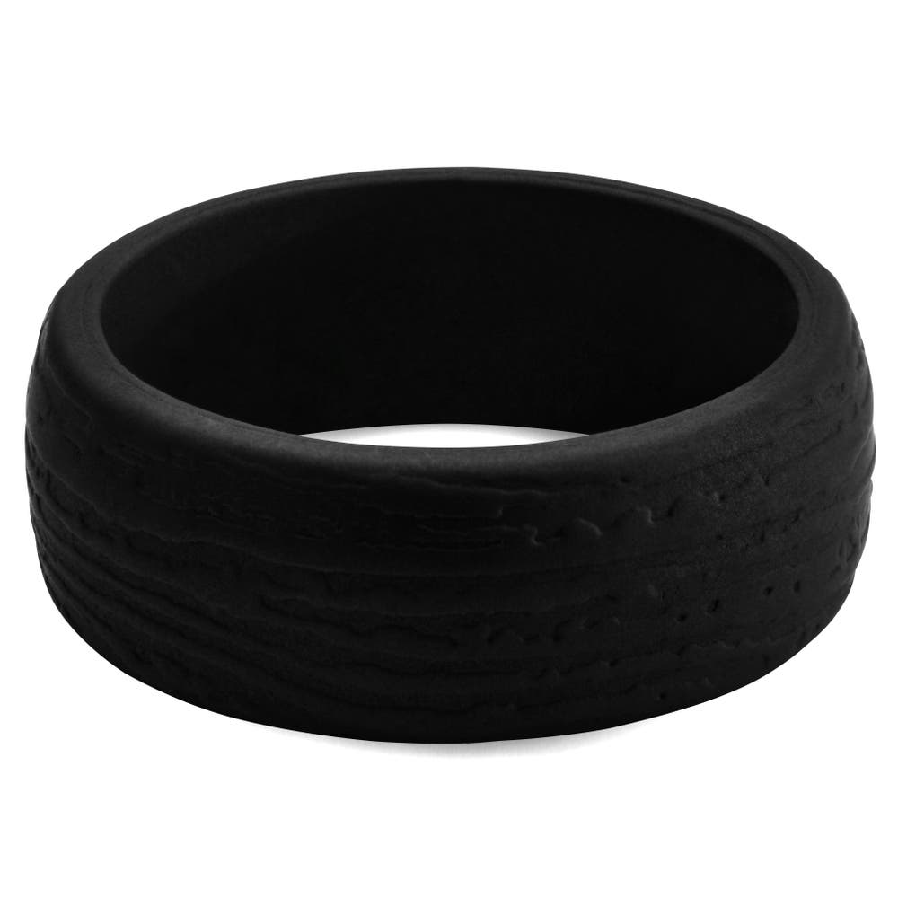 hover: Black Silicone Ring with Bark Texture hover: Black Silicone Ring with Bark Texture