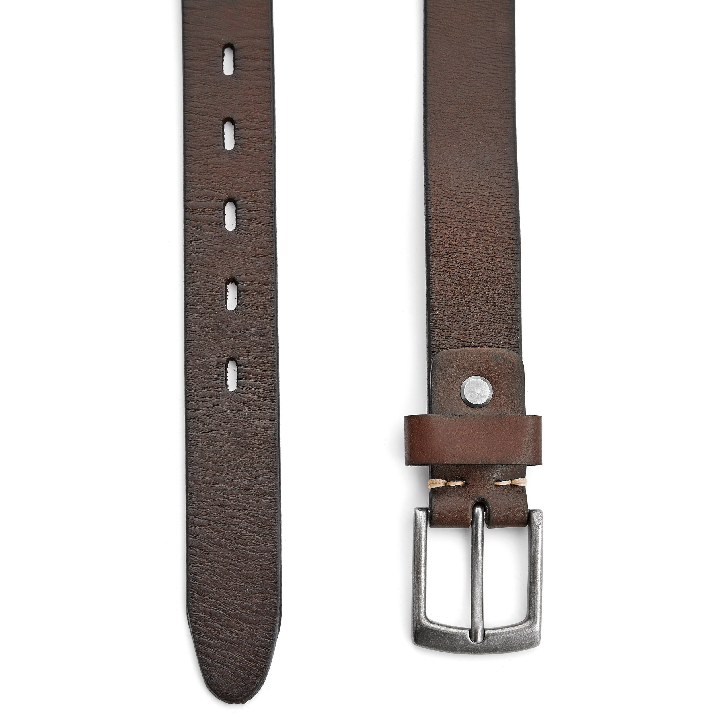 Smalt Valnøttbrunt Rawhide Skinnbelte - 2