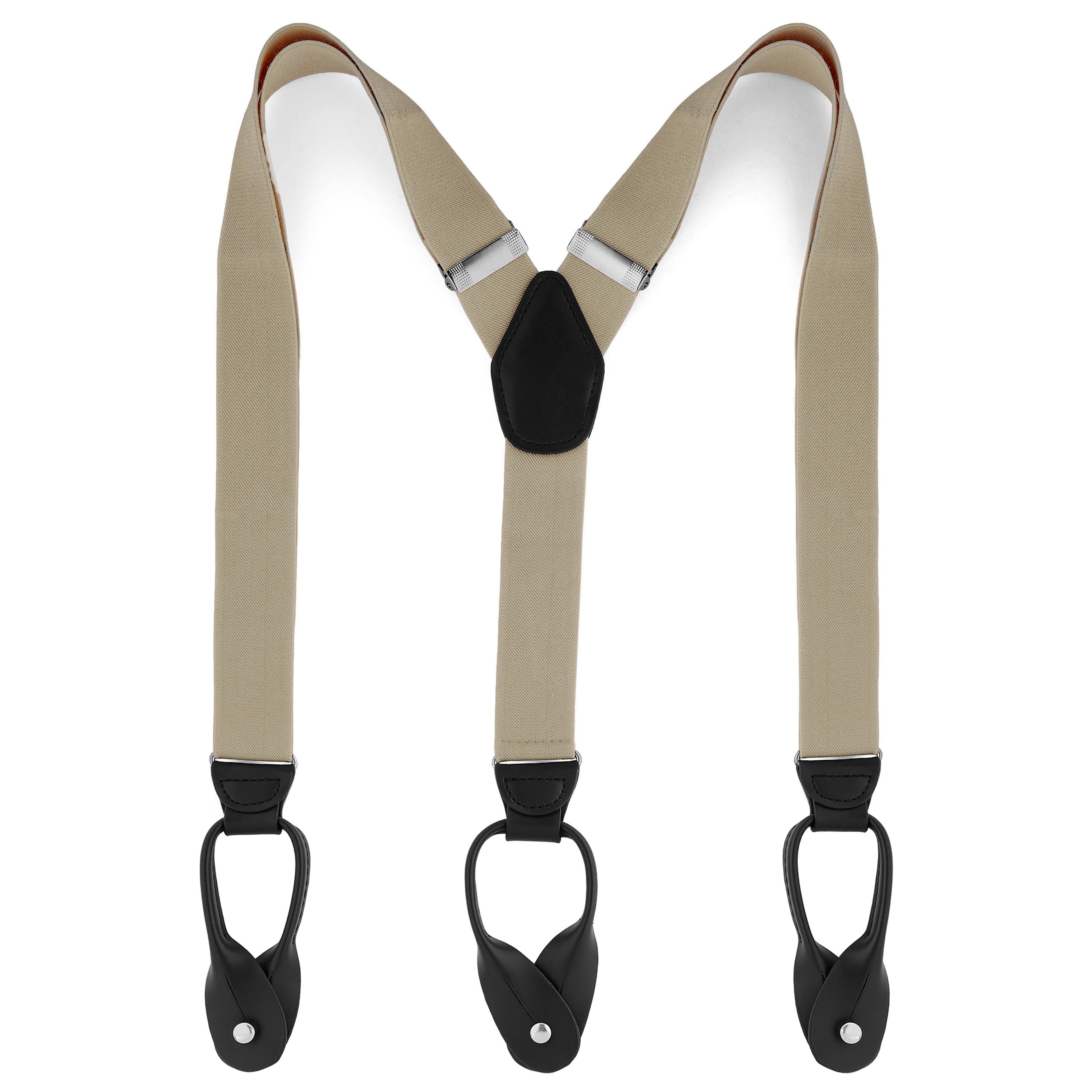 Brede Beige Seler m. Stropper til Knapper - 1