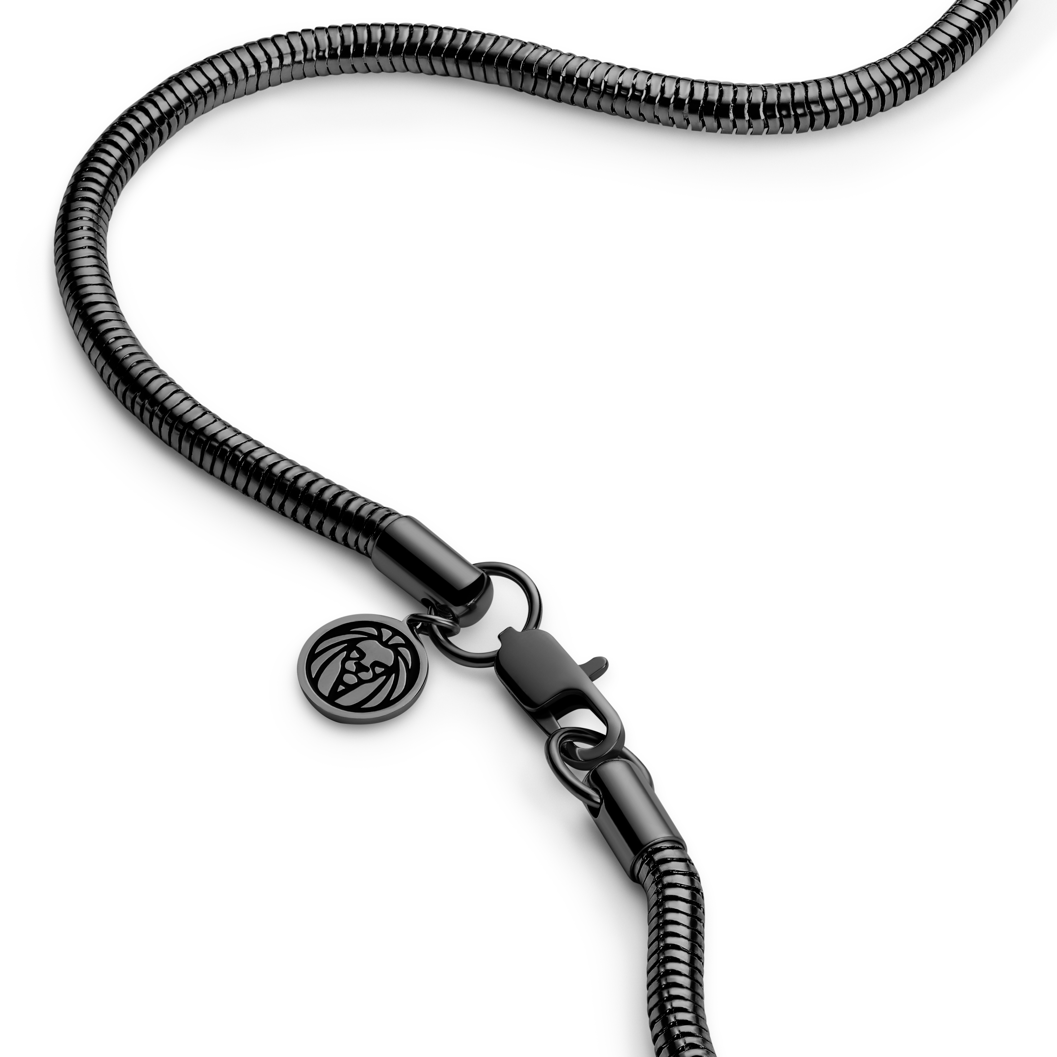 Engravable Essentials | 1/4 (6 mm) Gunmetal Black Snake Chain Necklace - for Men - Lucleon