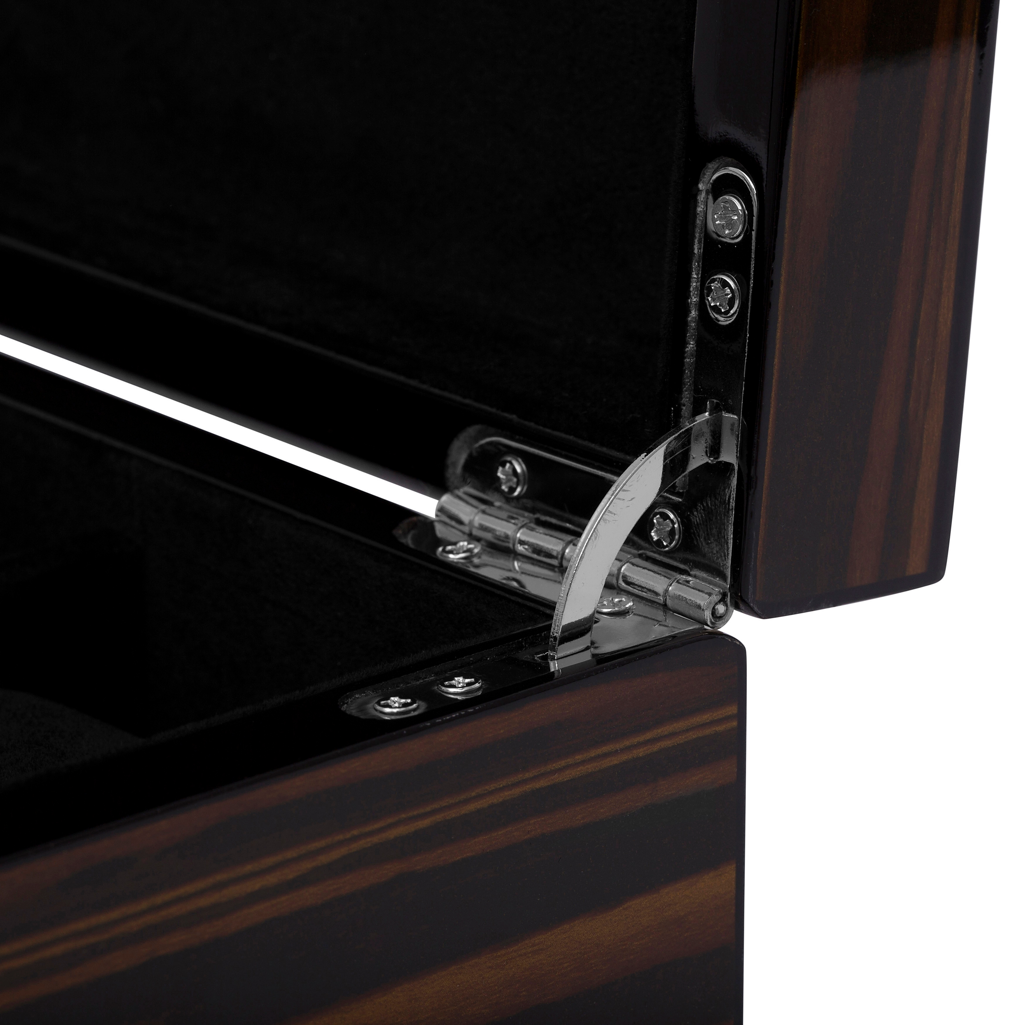 Ebony & Velvet Wooden Watch Box - 8 Watches - 5