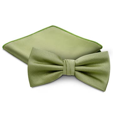 Light Green Pre-Tied Bow Tie and Pocket Square Set Light Green Pre-Tied Bow Tie and Pocket Square Set