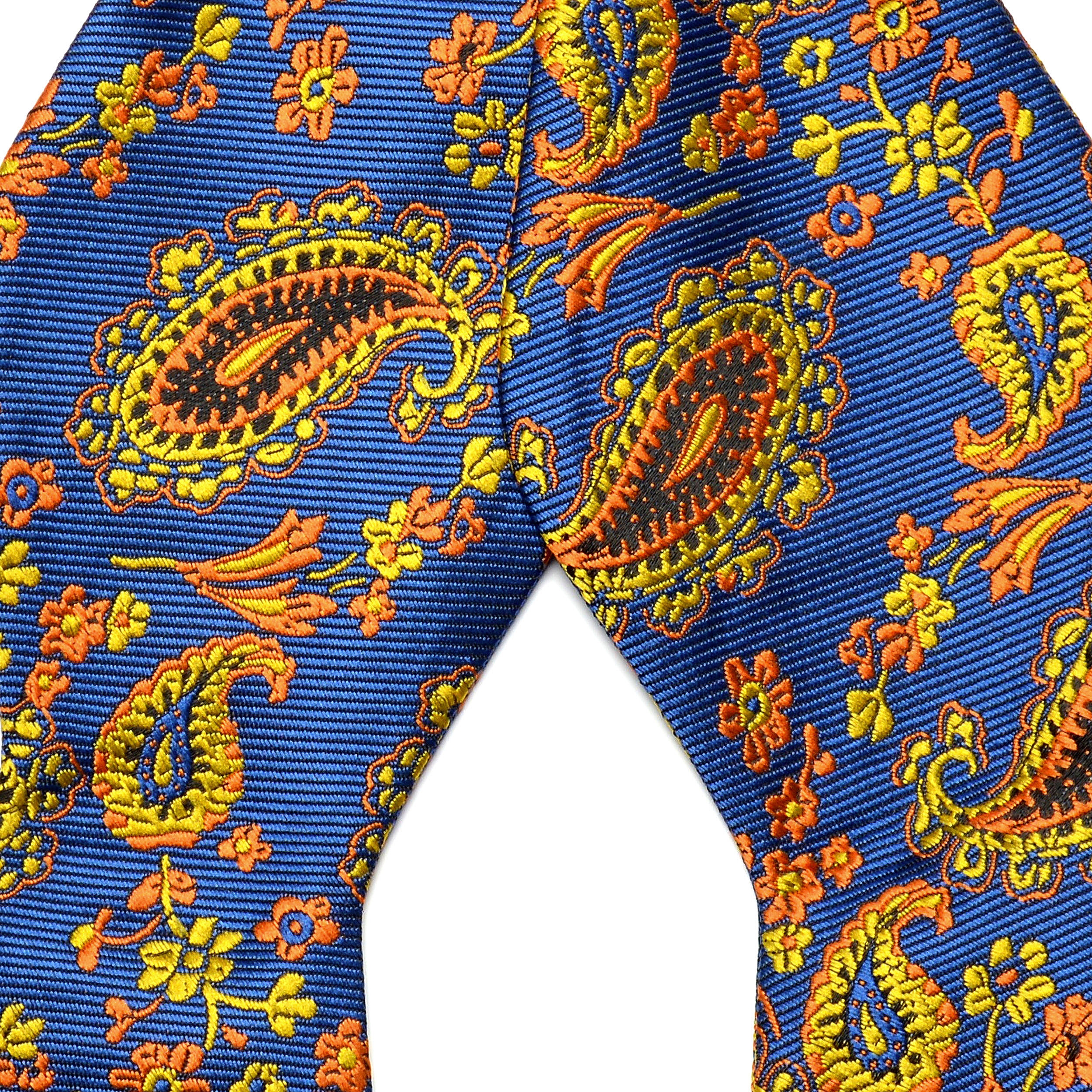 Narancssárga kasmírmintás selyem csokornyakkendő - 2