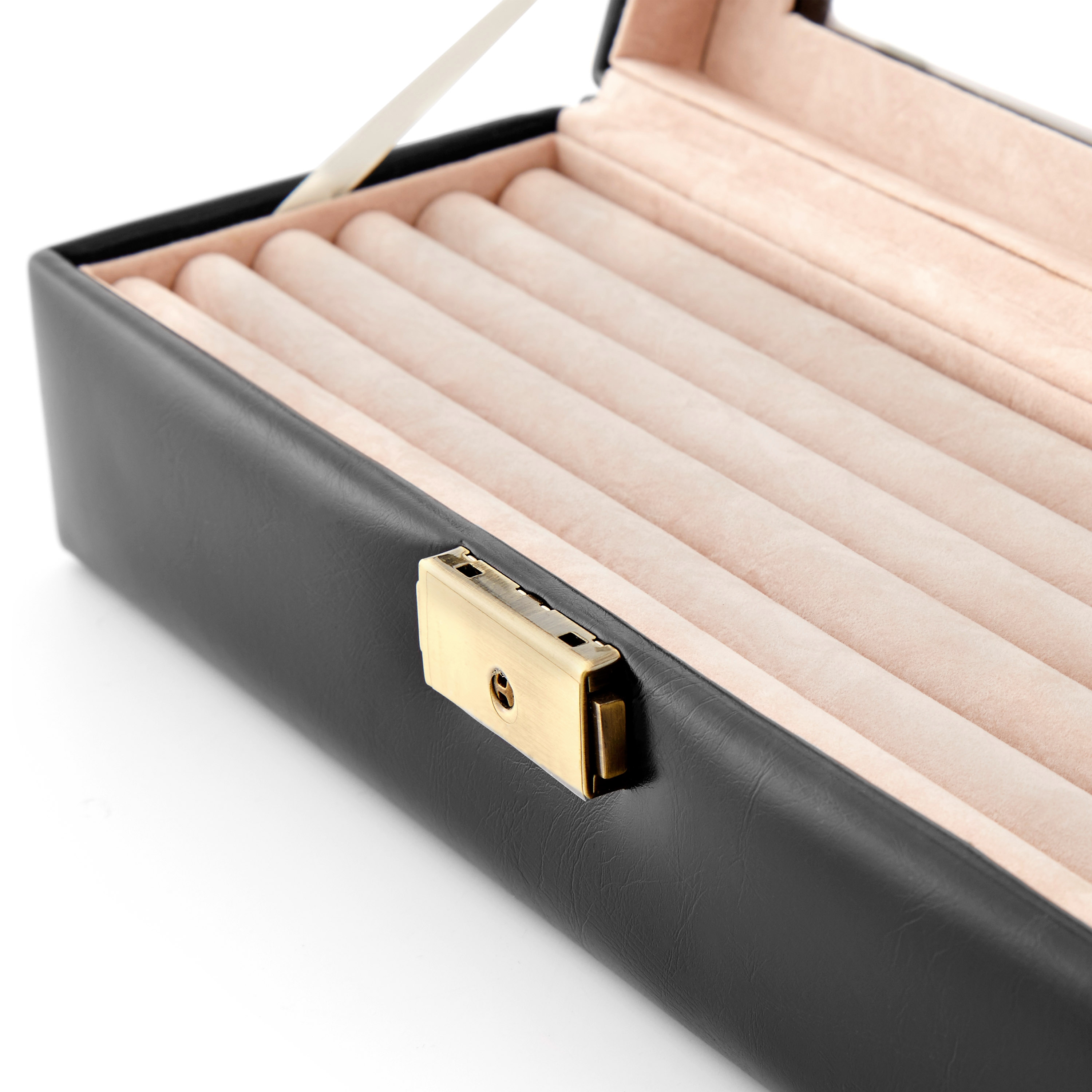 Klassische Schwarze Mini Kunstleder Manschettenknöpfe Box - 4