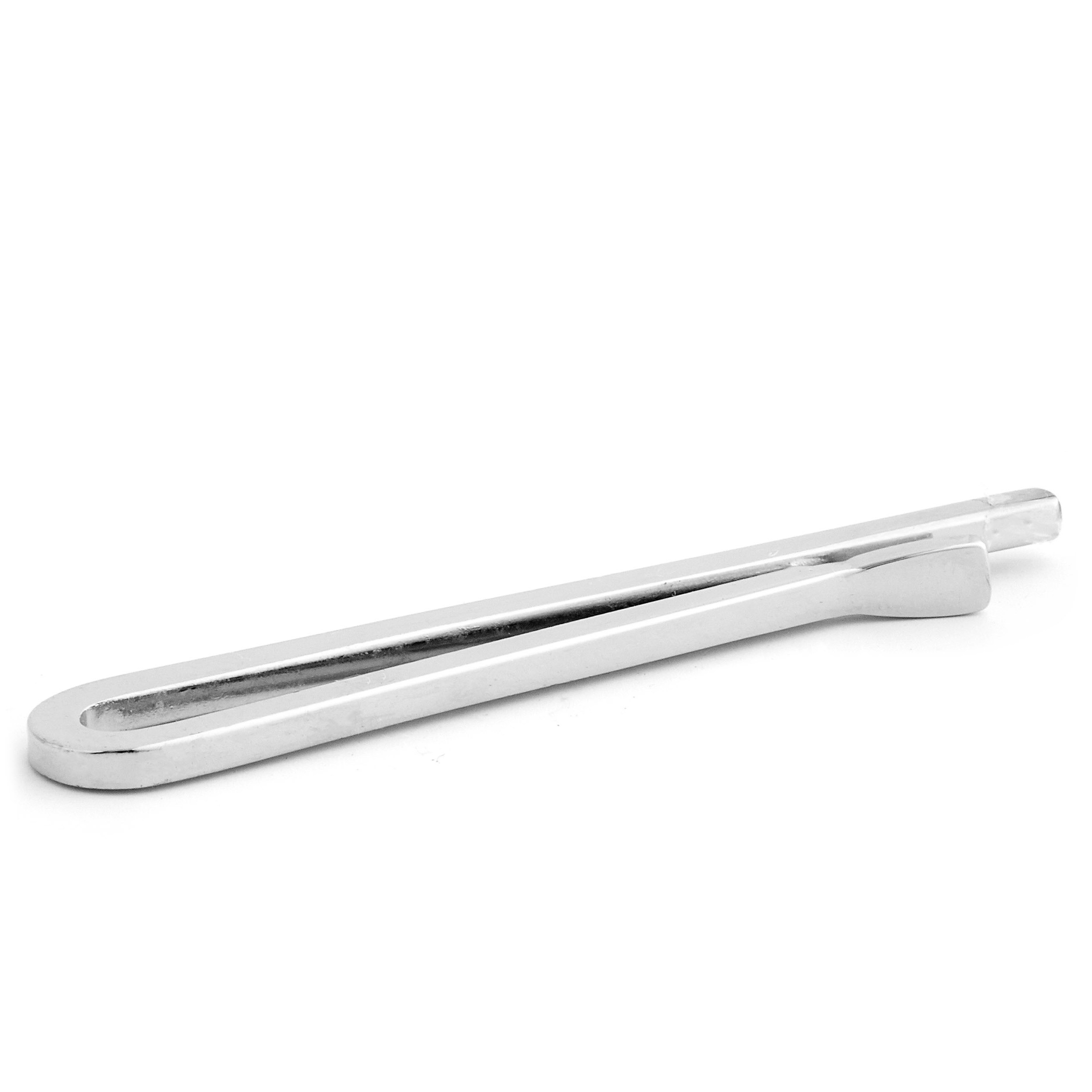 Sleek Silver-Tone Stainless Steel Tie Bar With Detail - 2