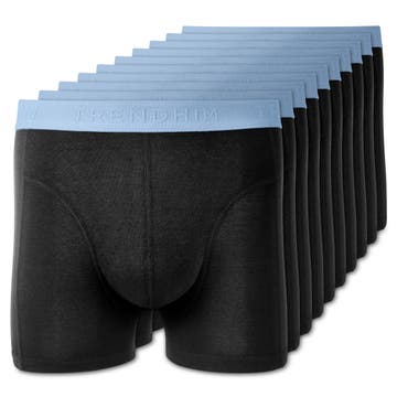 FreeFeel | 10-Pak Sorte Bambus Boxershorts m. Lyseblå Linning FreeFeel | 10-Pak Sorte Bambus Boxershorts m. Lyseblå Linning