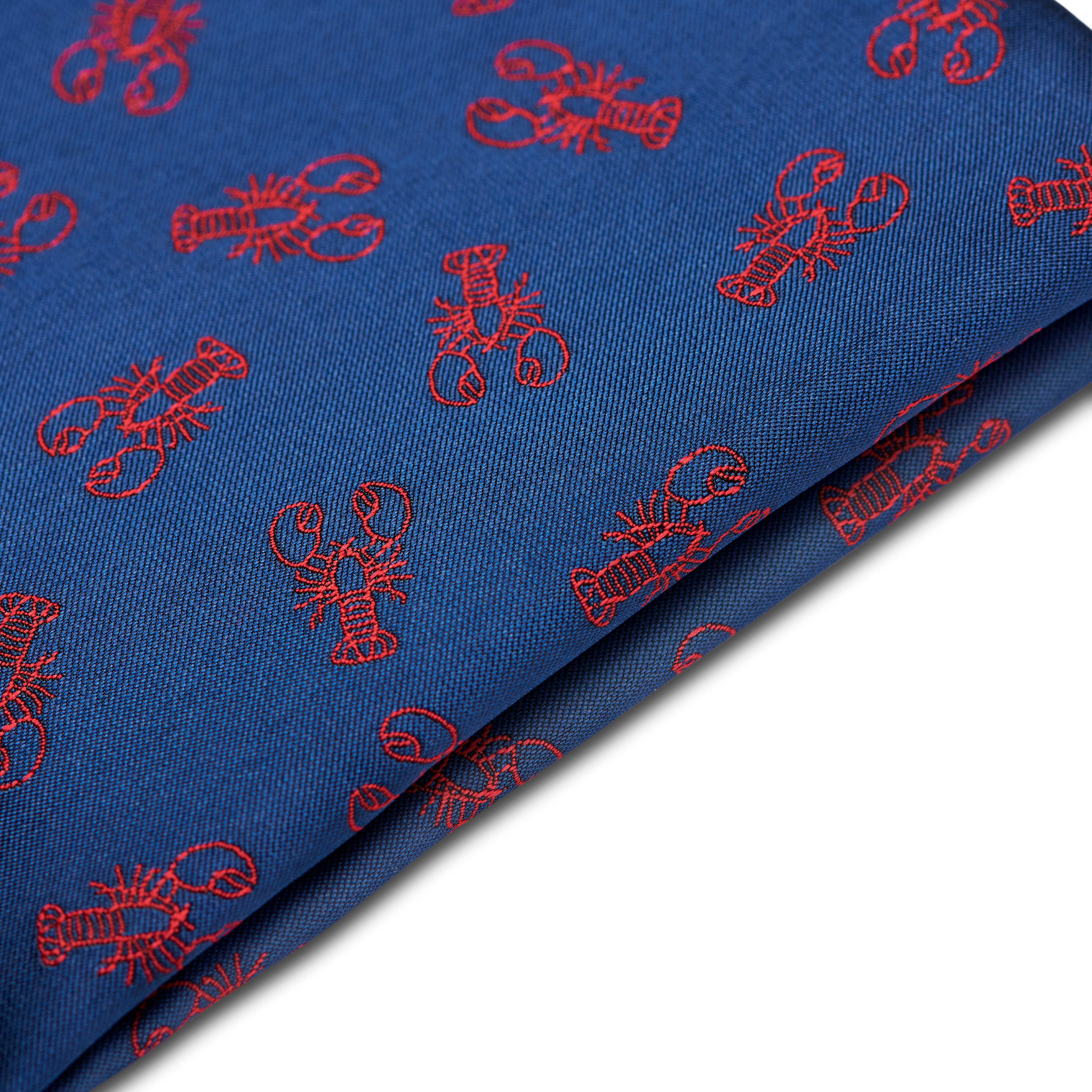 Fazzoletto da taschino double face blu navy con aragoste - 2