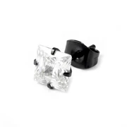 Lucid | 925 sterlingsølv matt svart 6 mm firkantet kubisk zirkonia-øredobb Lucid | 925 sterlingsølv matt svart 6 mm firkantet kubisk zirkonia-øredobb