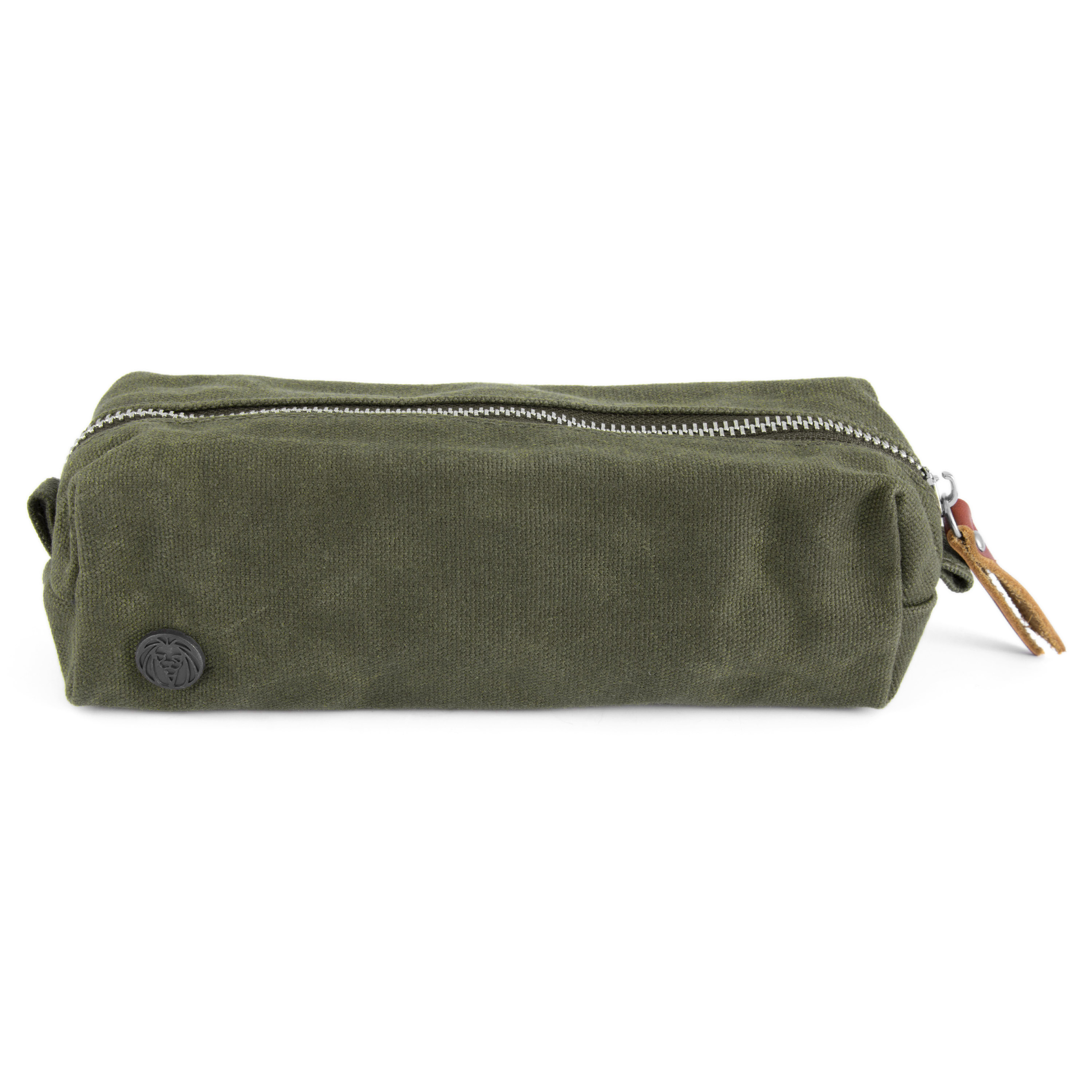 Malá, olivově zelená toaletní taška z voskovaného plátna - 3
