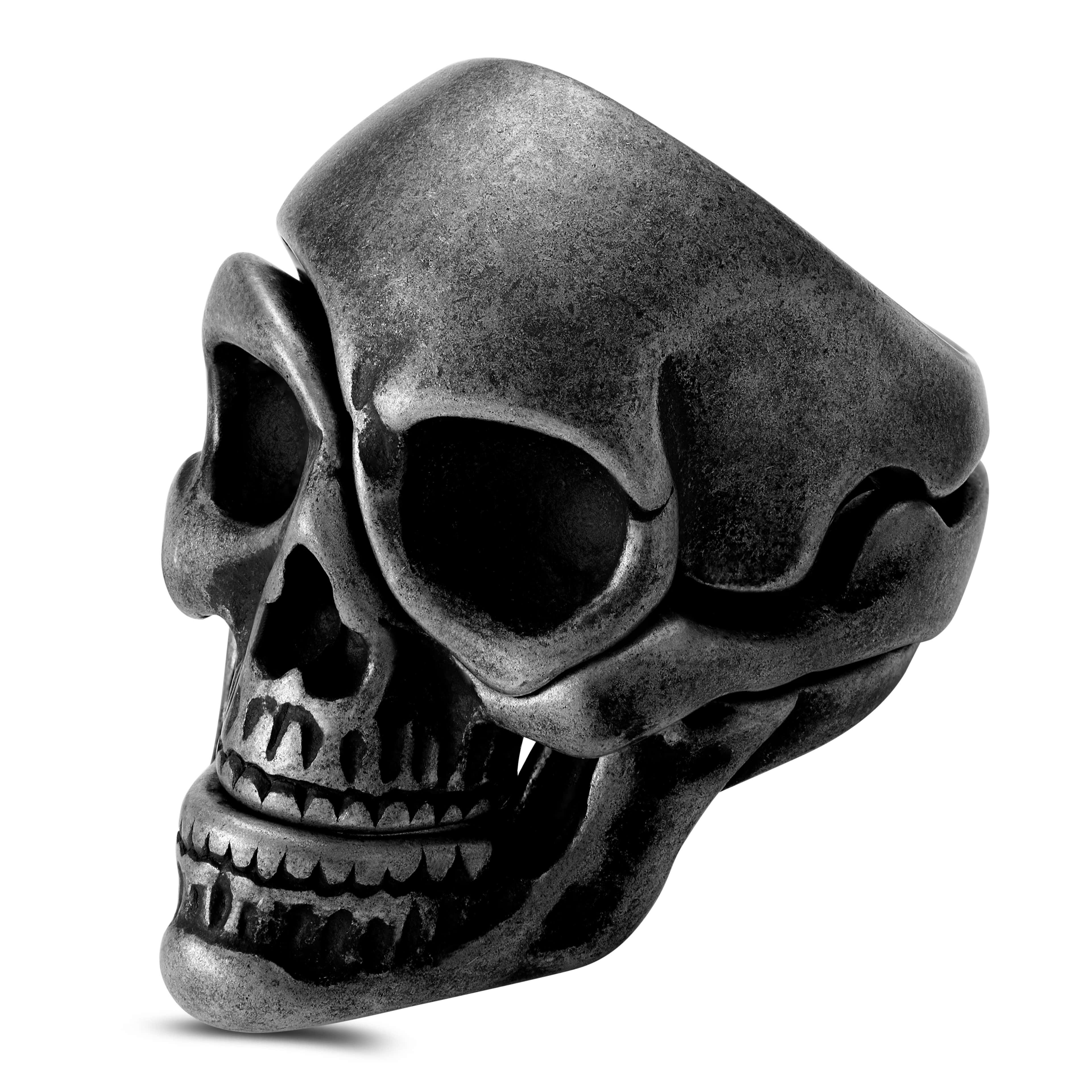 Σκούρο Γκρι Ατσάλινο Δαχτυλίδι Jax 3-in-1 Skull