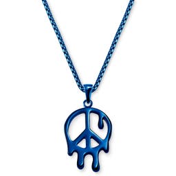 Fahrenheit | Blue Stainless Steel Melting Peace Box Chain Necklace