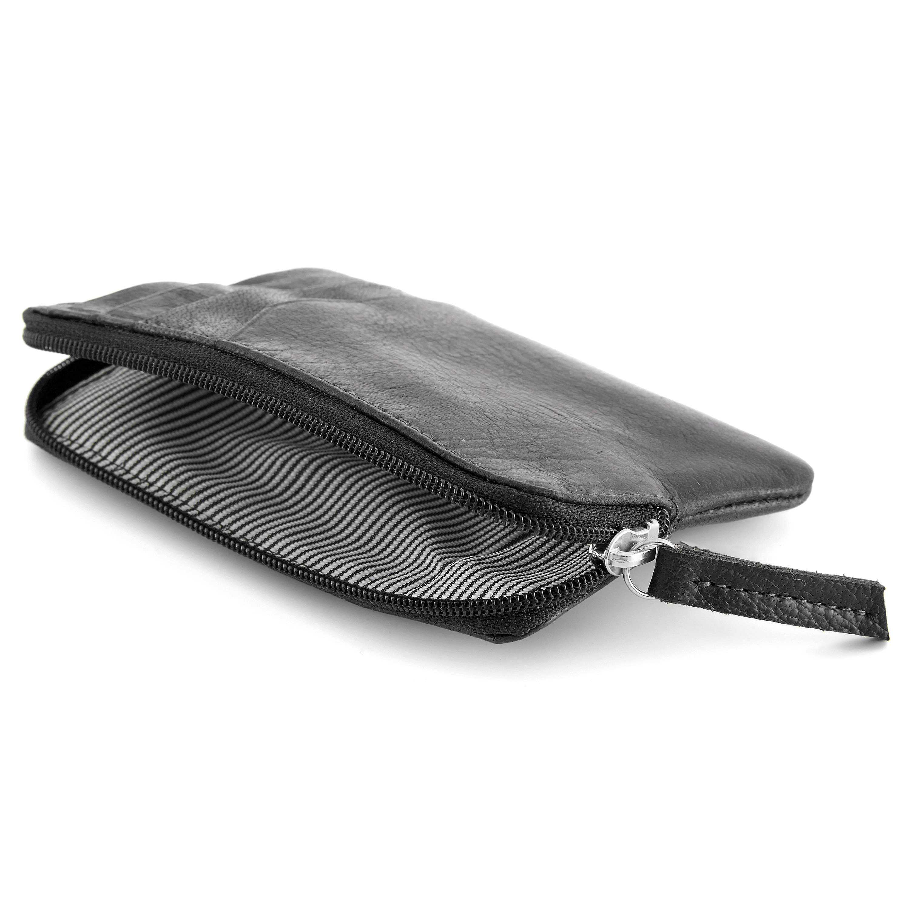 Musta California-nahkalompakko vetoketjulla  - 2