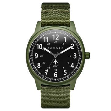 Scout | Army Green Aluminium Military Watch With Black Dial & Army Green Nato Strap