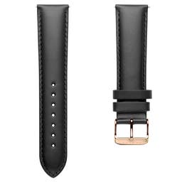 Black 7/8" (22 mm) Leather Watch Strap With Rose-Gold Buckle 