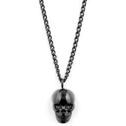 Iconic | Black Stainless Steel Skull Curb Chain Necklace