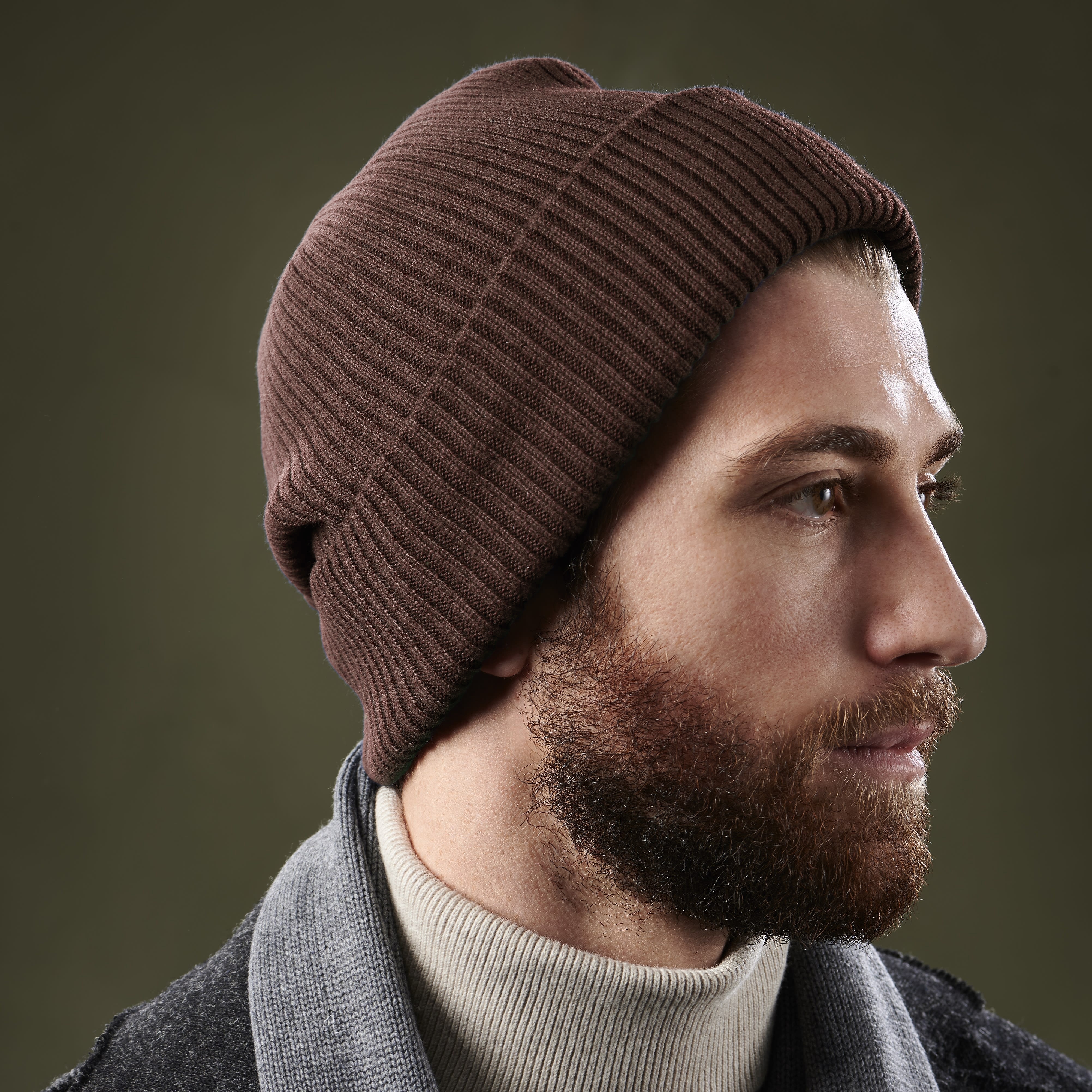 True Brown Acrylic Mix Chunky Knitted Rib Beanie - 4